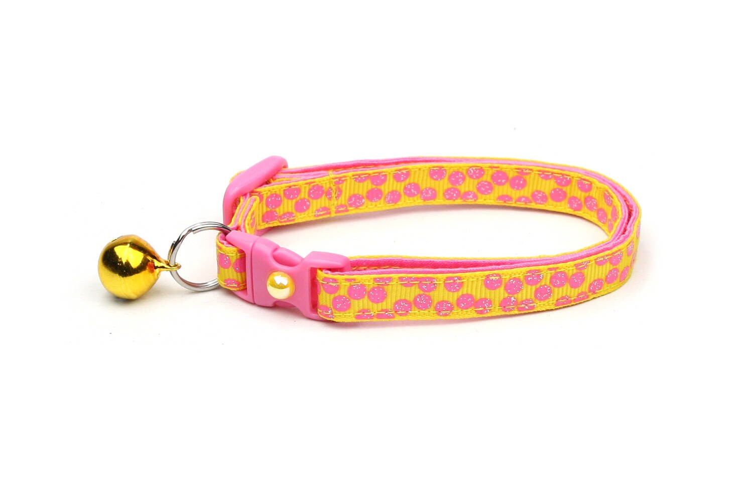 Pink Polka Dot Cat Collar with Safety Breakaway for Kittens & Adult Cats