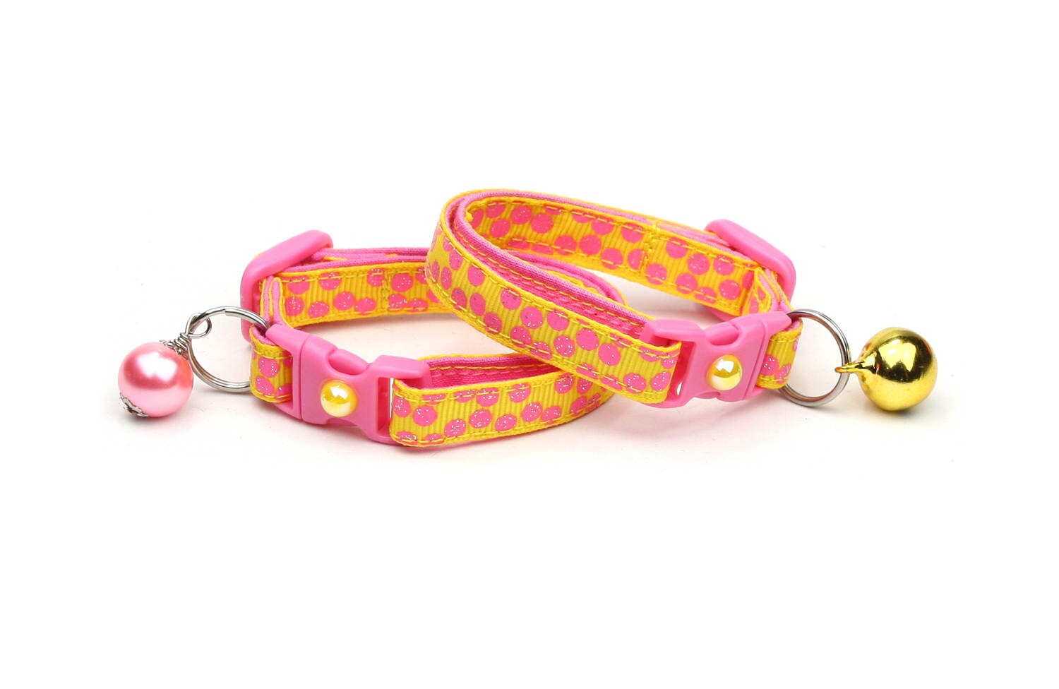 Pink Polka Dot Cat Collar with Safety Breakaway for Kittens & Adult Cats