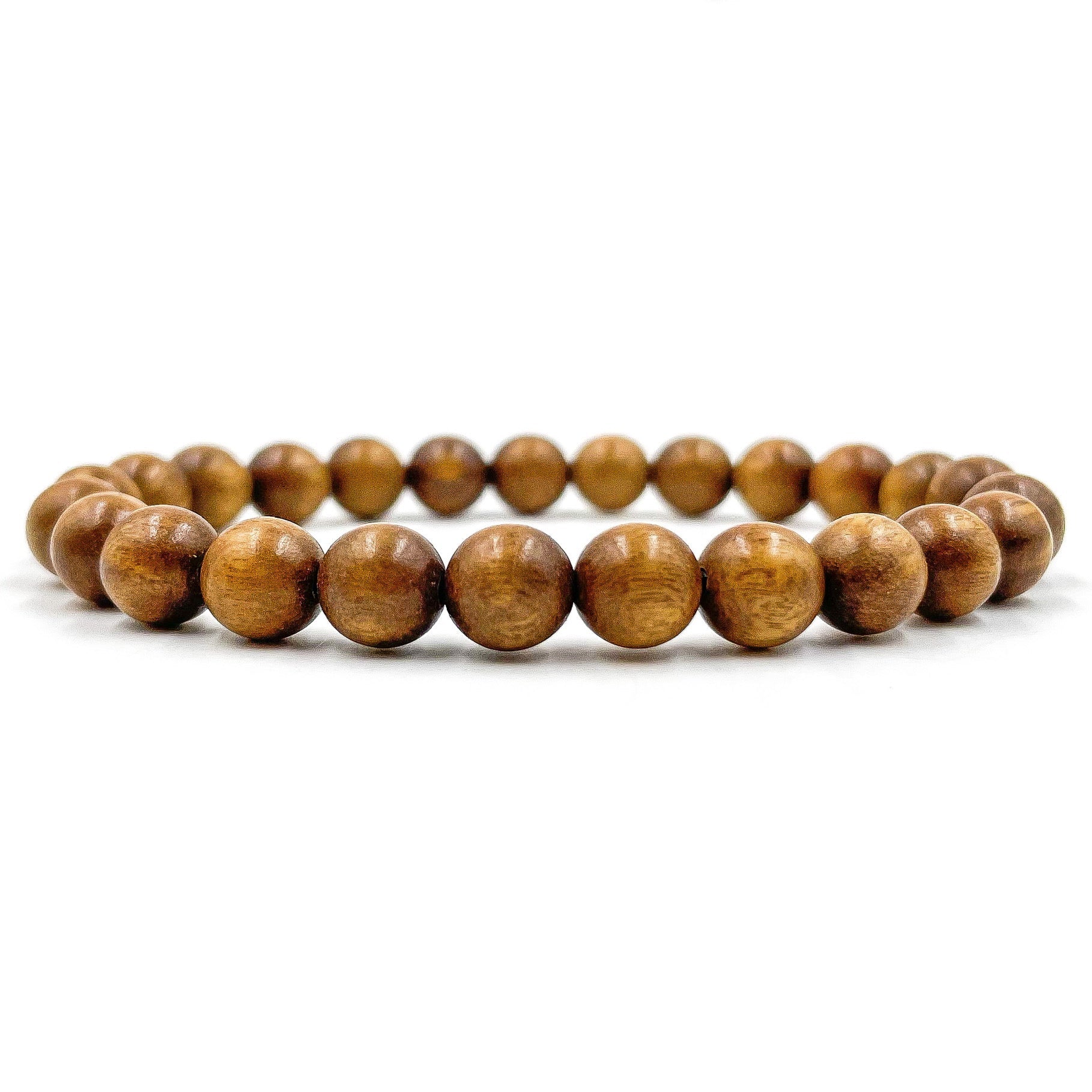 Union – Hickory Wood Mala Beaded Bracelet | Natural 8mm Honey Brown Wooden Beads, Handmade Jewelry