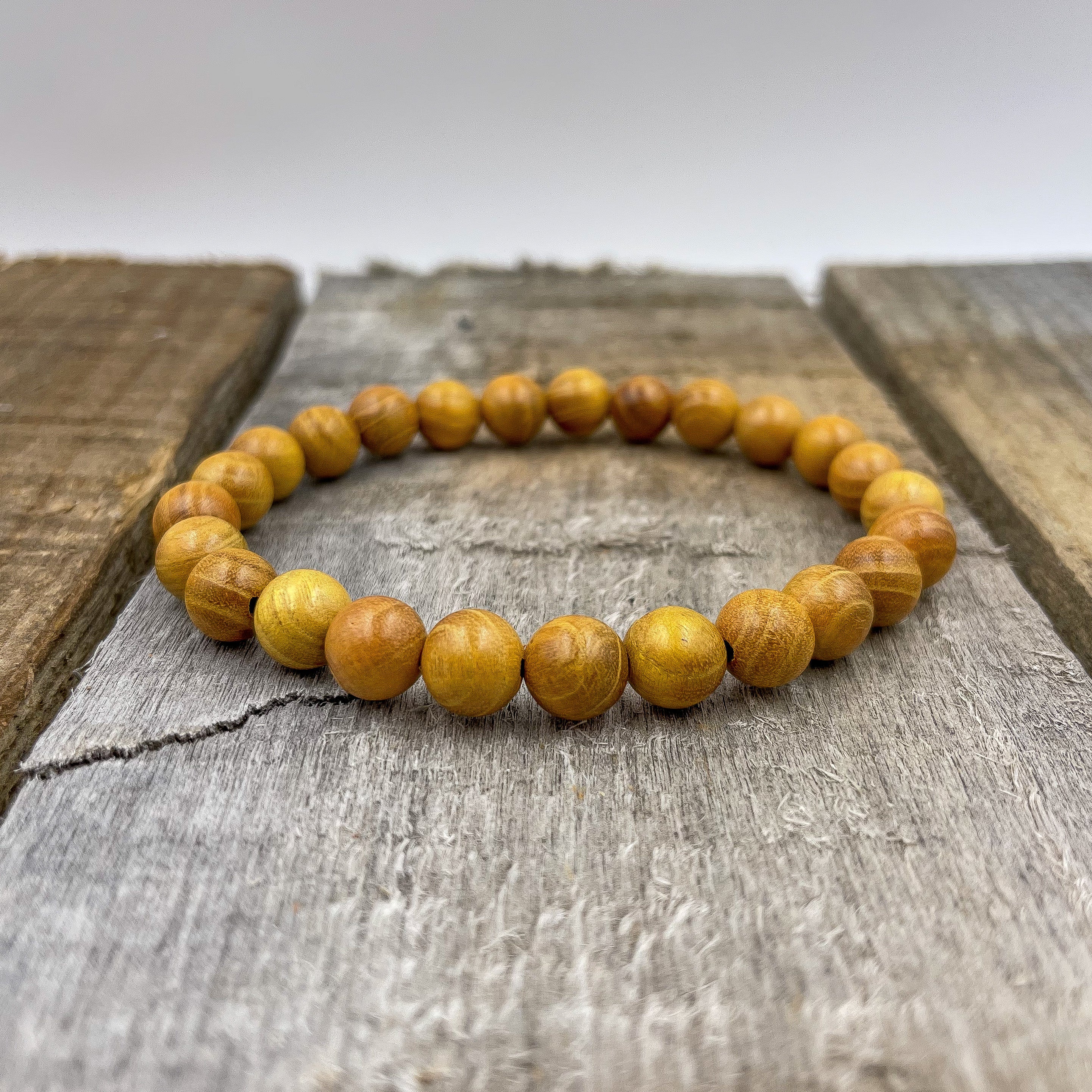 Union Yellow Sandalwood Mala Beaded Bracelet – Handmade 8mm Natural Wood Bracelet for Calmness, Meditation & Everyday Style