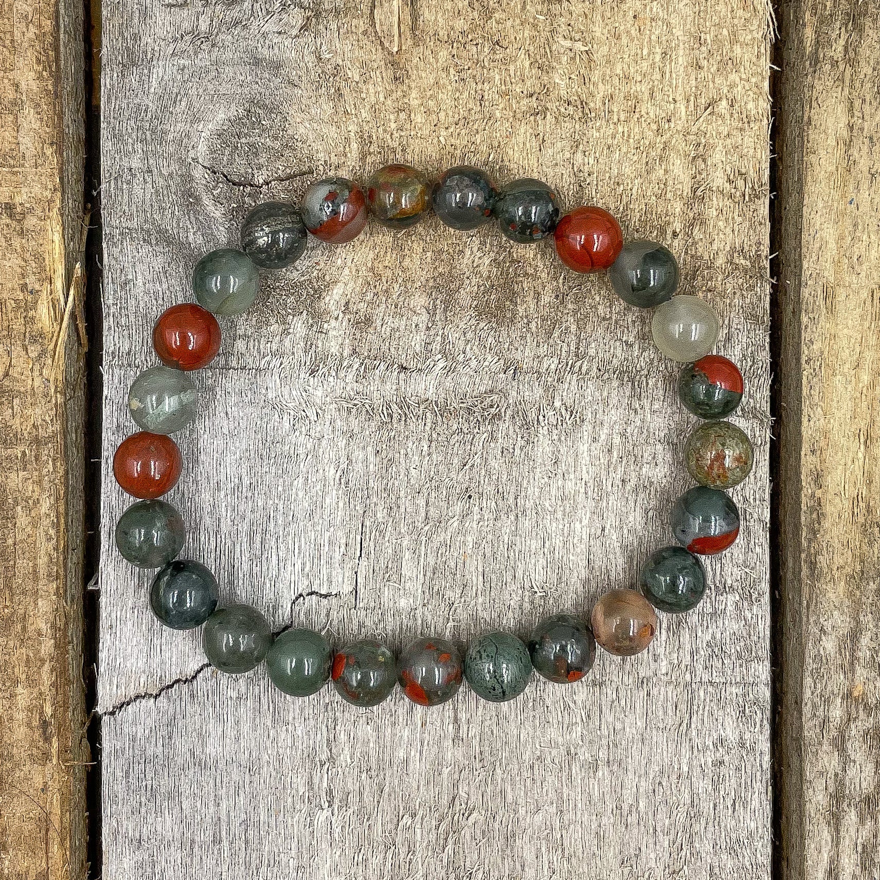 Union Bloodstone Gemstone Bracelet – Handmade 8mm Natural Stone Mala Beads for Strength, Balance & Energy