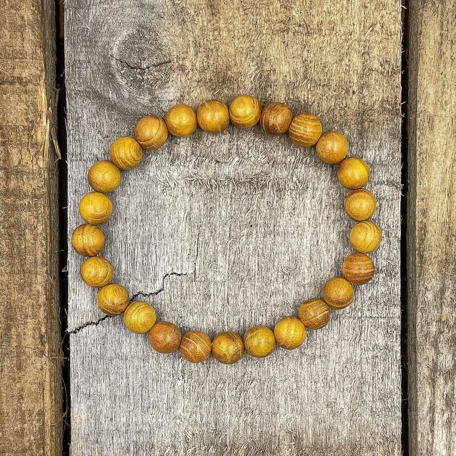 Union Yellow Sandalwood Mala Beaded Bracelet – Handmade 8mm Natural Wood Bracelet for Calmness, Meditation & Everyday Style