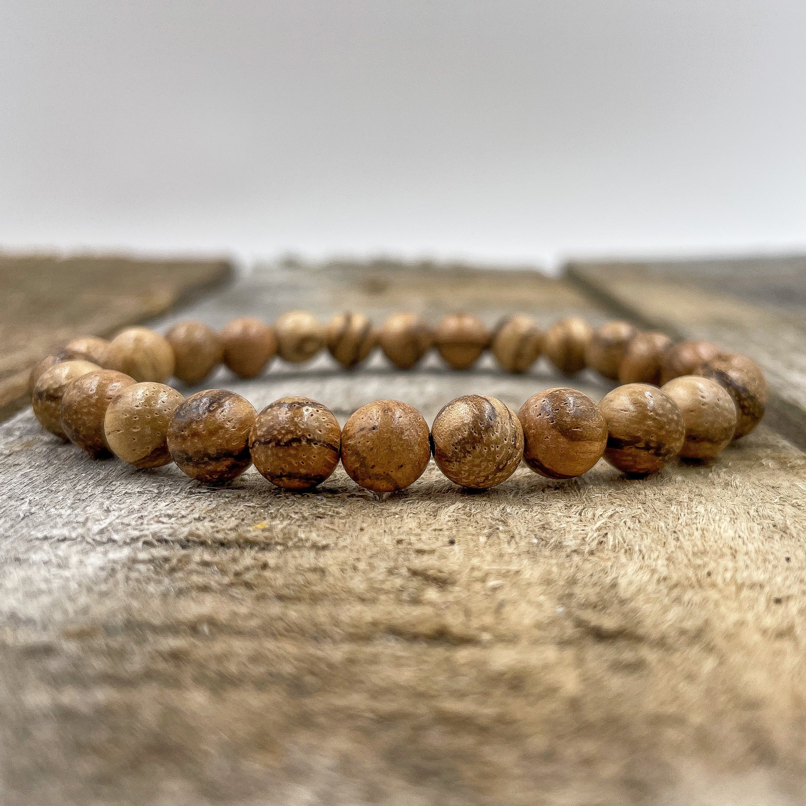 Union – Light Brown Sandalwood Mala Beaded Bracelet | Natural 8mm Wooden Beads, Handmade Spiritual Jewelry