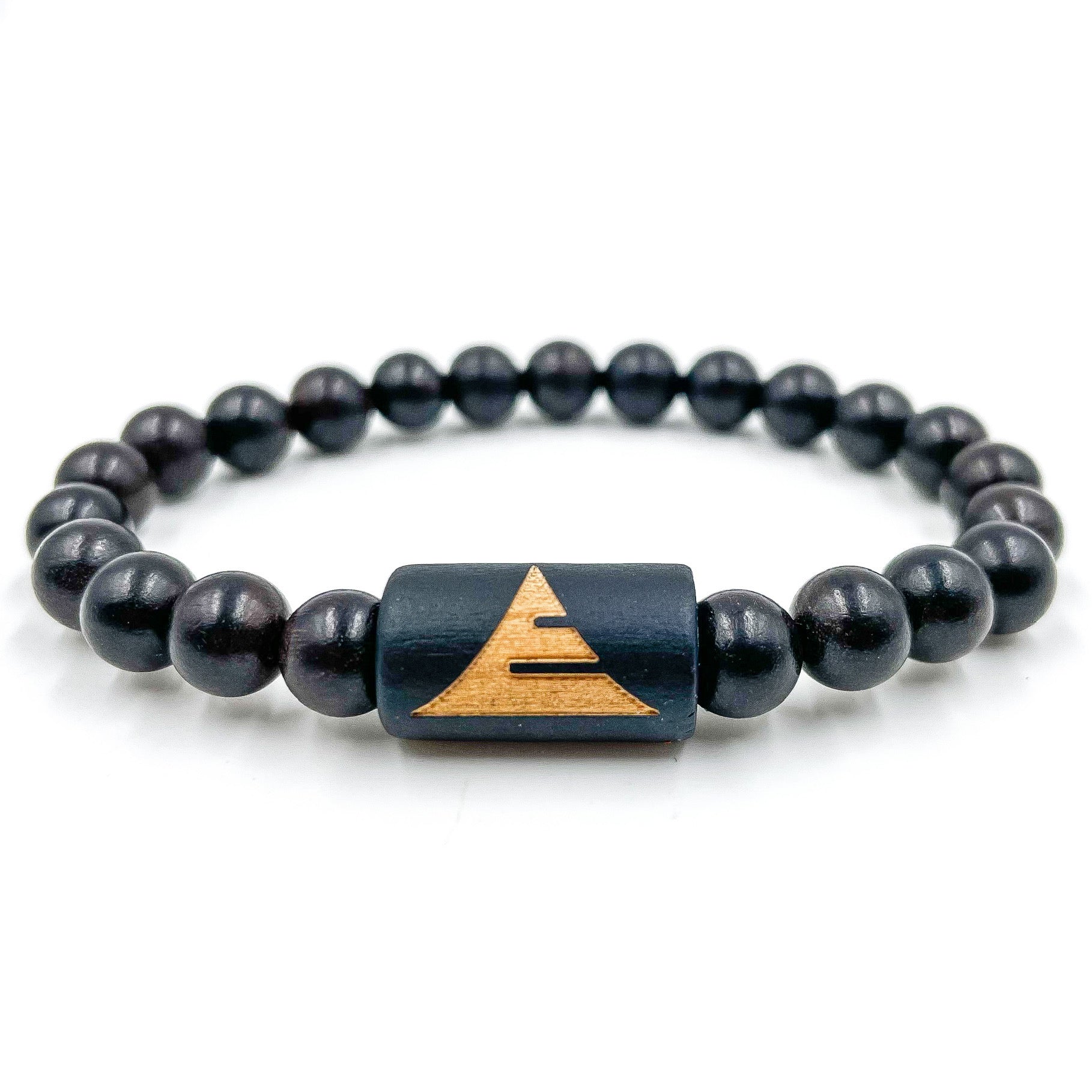 Solid – Ebony Blackwood Mala Beaded Bracelet | Handmade 8mm Natural Wooden Jewelry