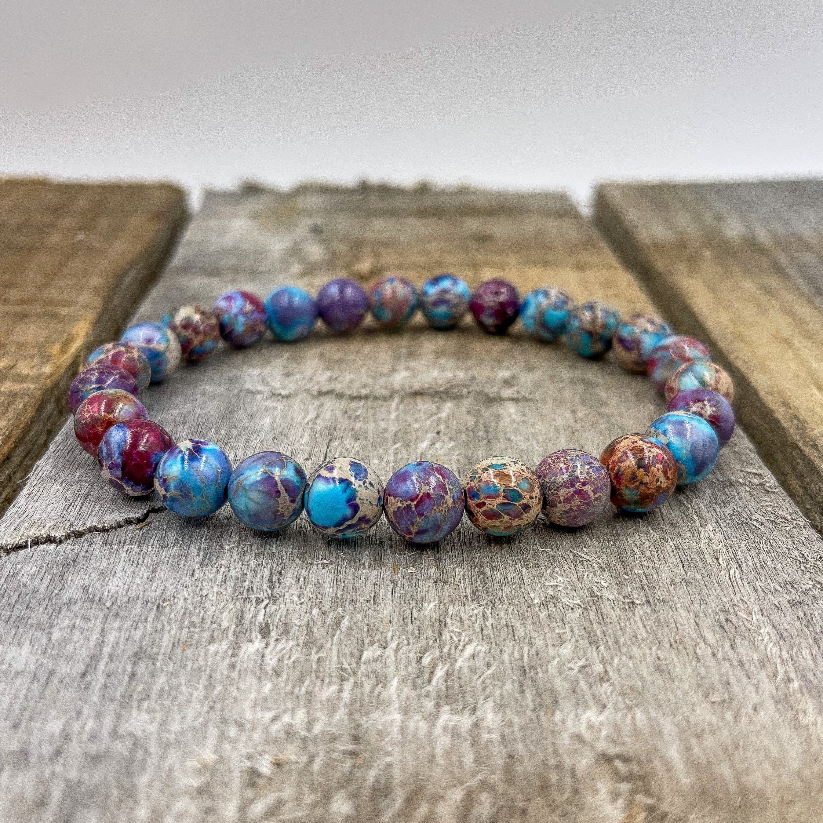 Union Galaxy Imperial Jasper Gemstone Bracelet – Handmade 8mm Natural Jasper Mala Beads with Stretch Cord for Energy Balance & Healing