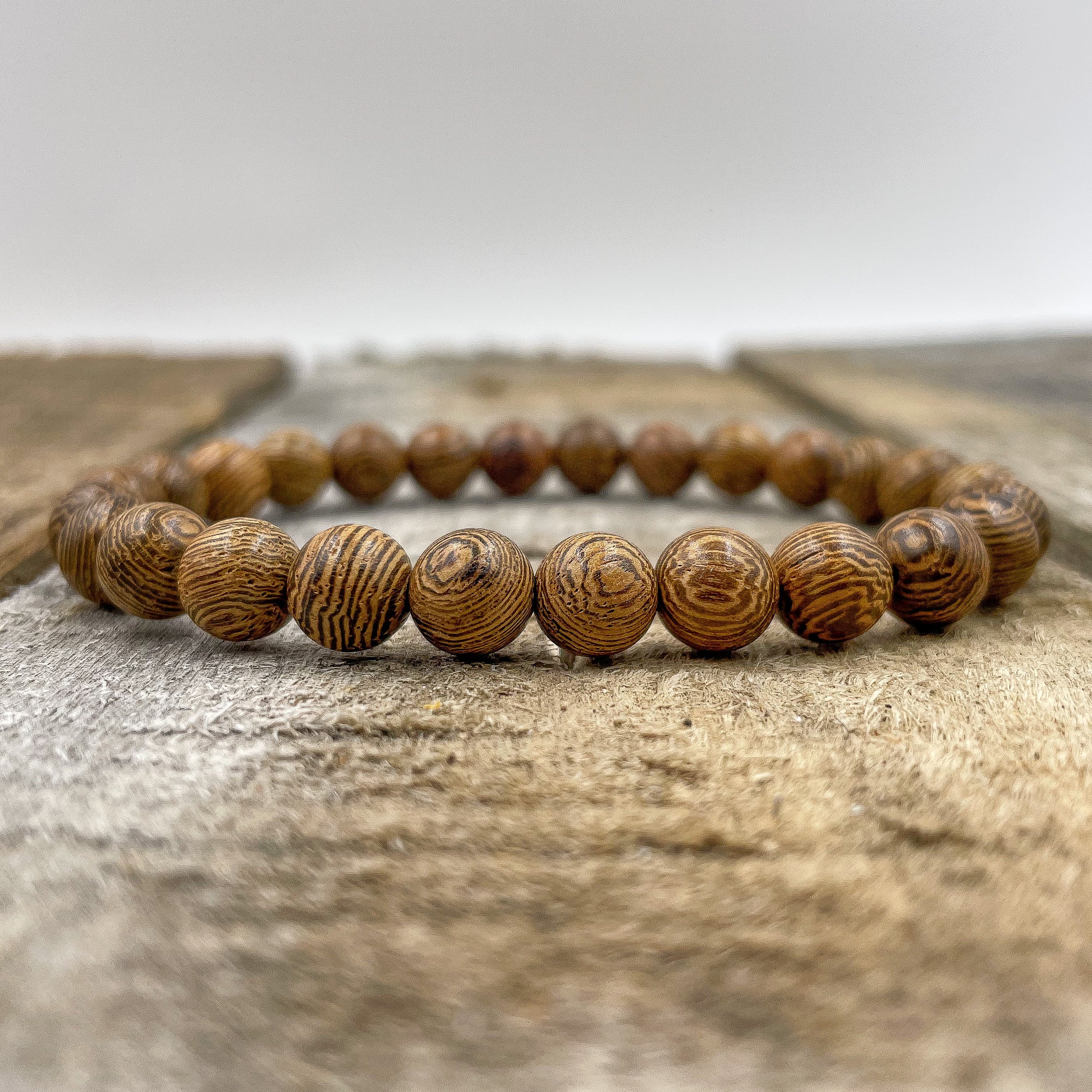 Union – Zebrawood Mala Beaded Bracelet | Handmade 8mm Natural Wooden Jewelry