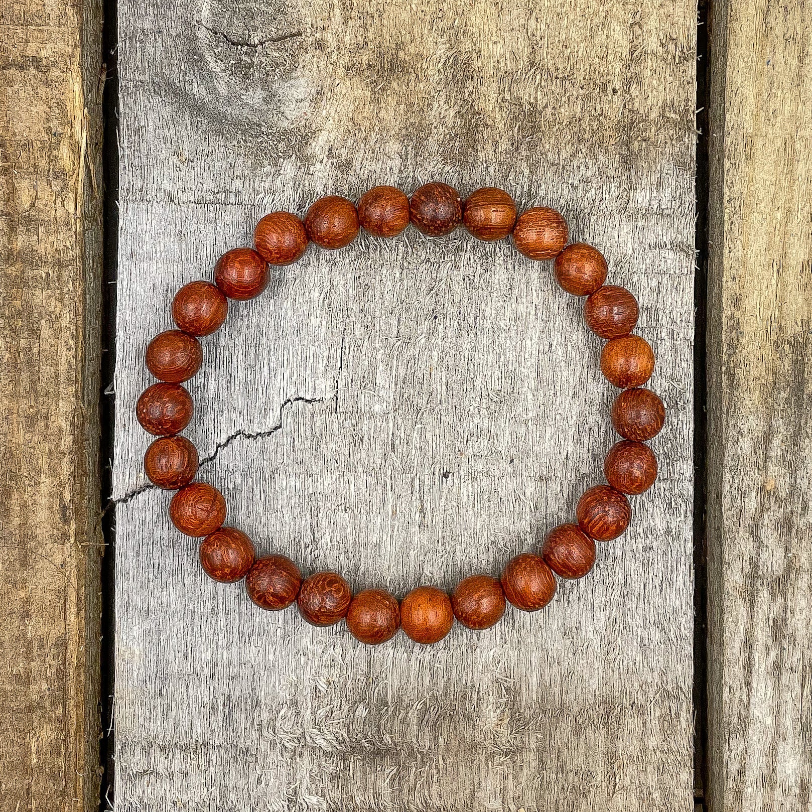 Union Red Rosewood Mala Beaded Bracelet – Handmade 8mm Natural Wooden Beads, Stretch Fit Meditation Bracelet with Lifetime Warranty