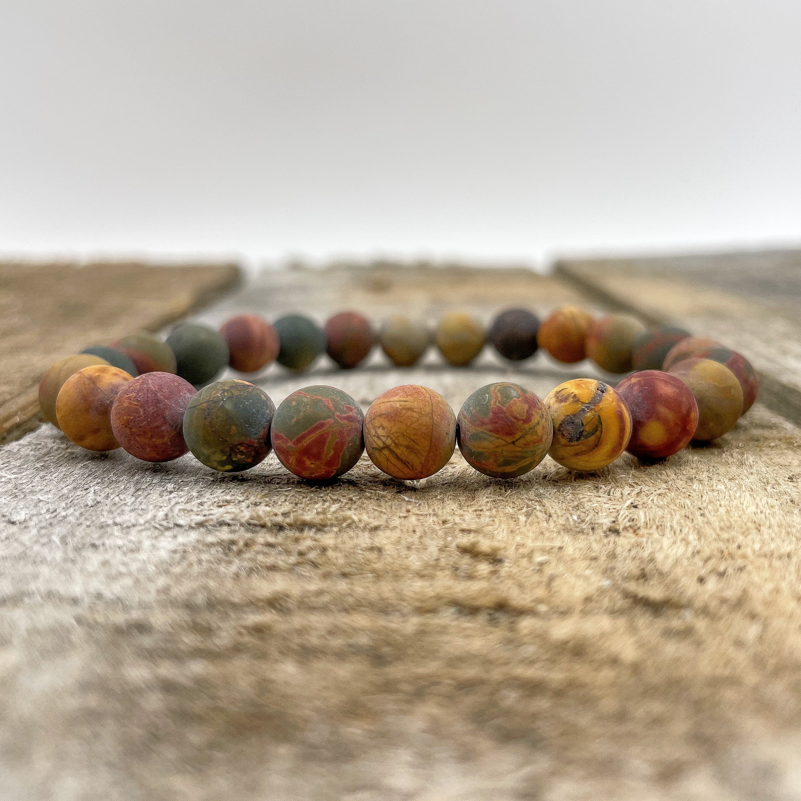 Union Multicolor Picasso Jasper Gemstone Beaded Bracelet – Handmade 8mm Healing Stone Bracelet for Creativity & Balance