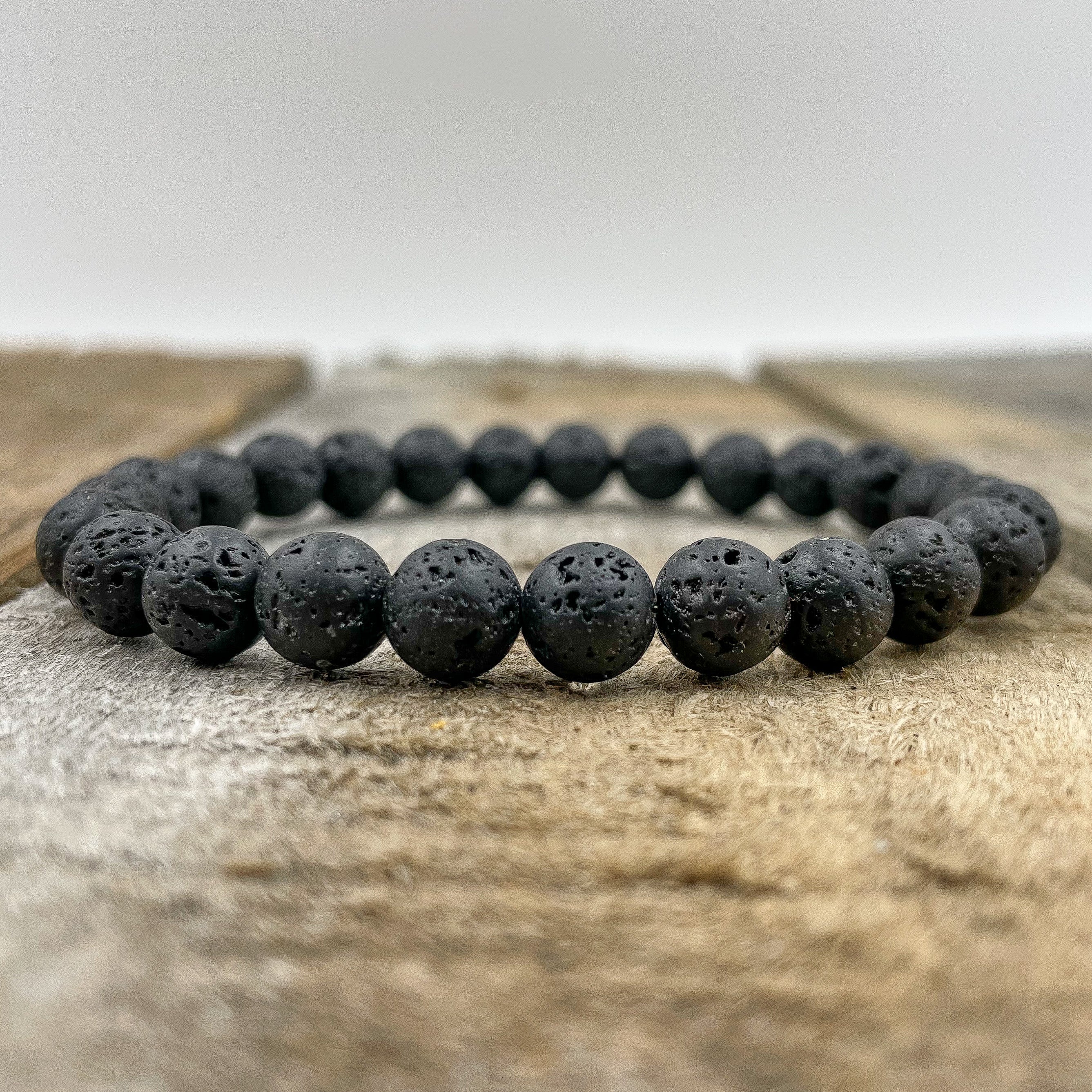 Union – Smooth Lava Rock Gemstone Beaded Bracelet | Handmade 8mm Natural Healing Stone Jewelry
