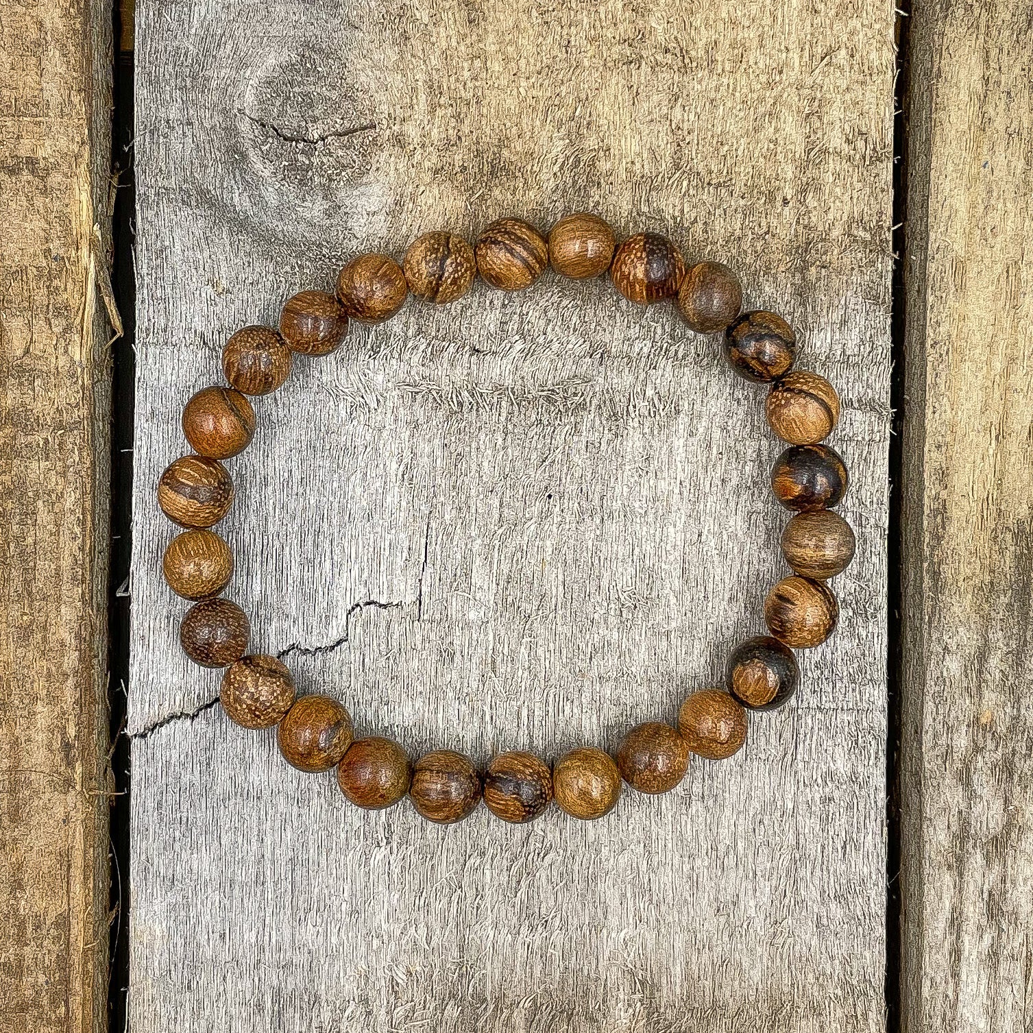 Union Dark Brown Sandalwood Beaded Mala Bracelet – Handmade 8mm Natural Wooden Meditation Bracelet