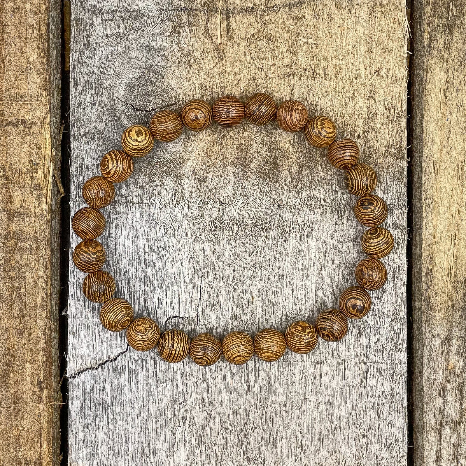Union – Zebrawood Mala Beaded Bracelet | Handmade 8mm Natural Wooden Jewelry