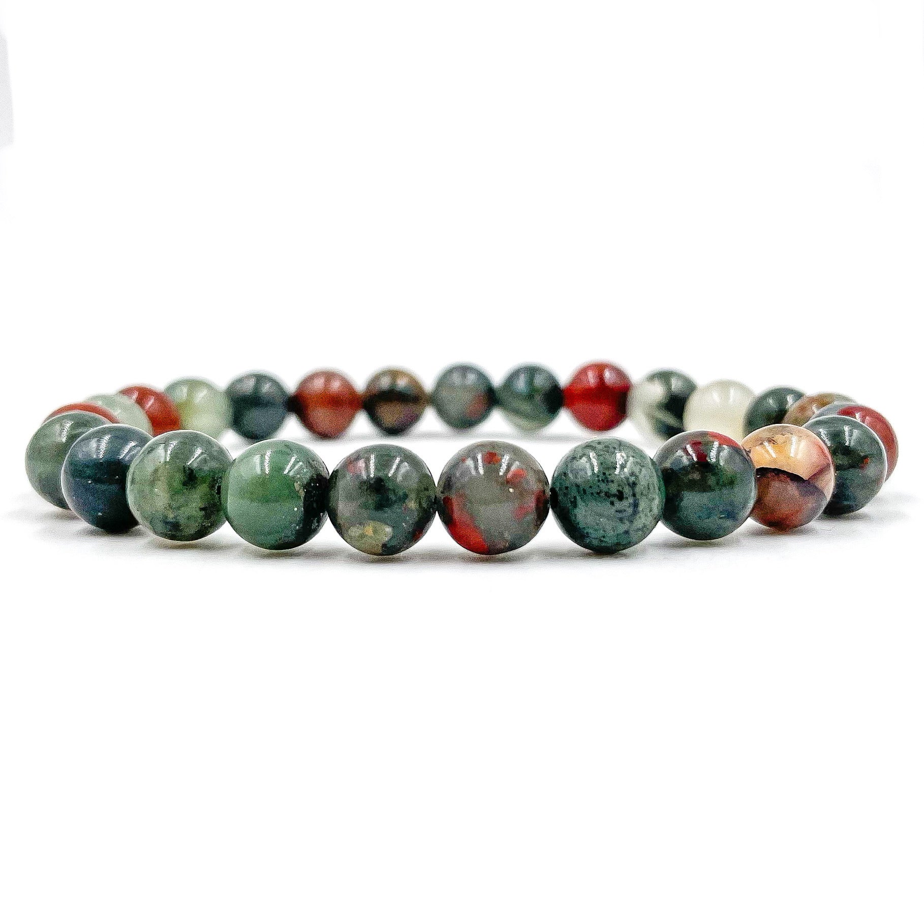 Union Bloodstone Gemstone Bracelet – Handmade 8mm Natural Stone Mala Beads for Strength, Balance & Energy