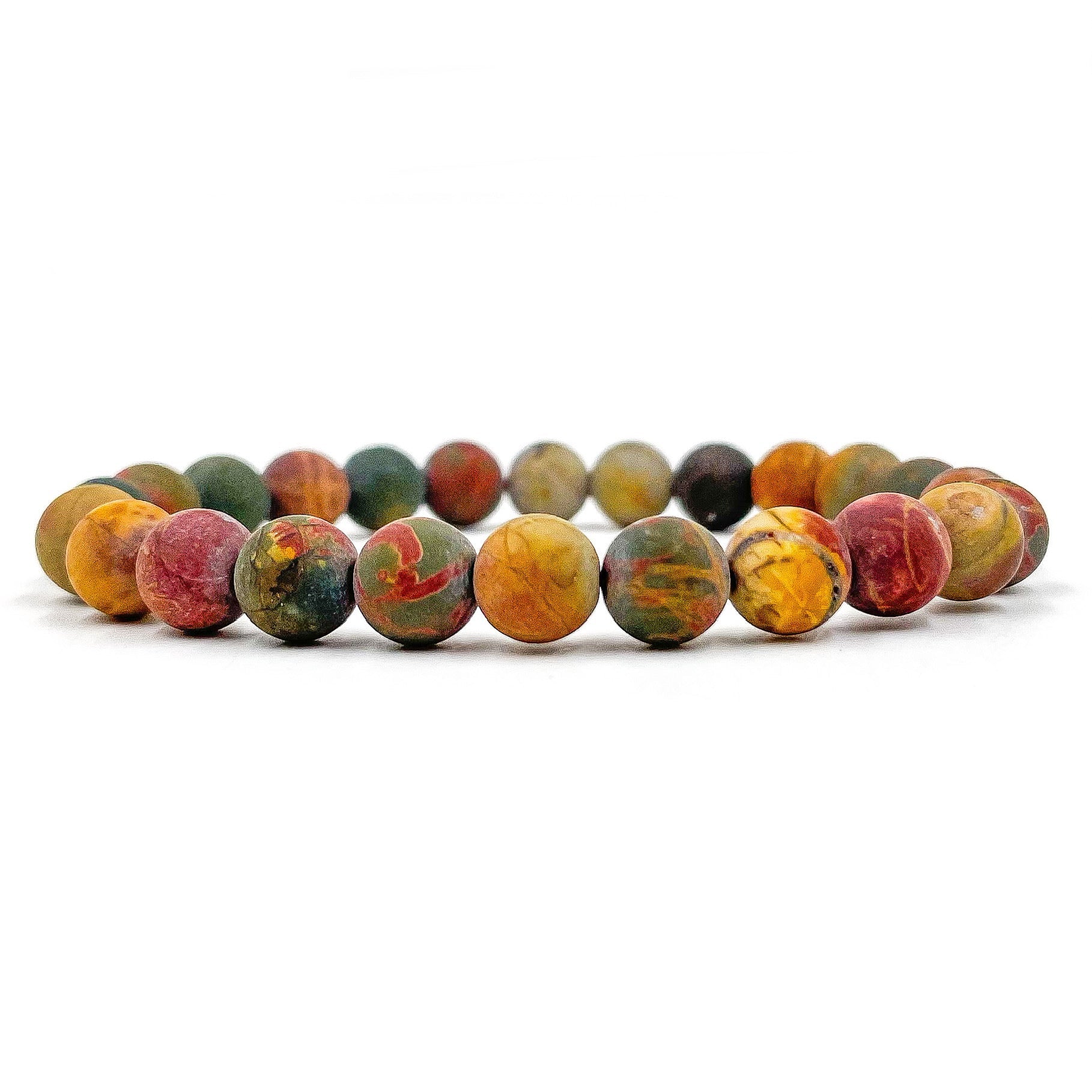 Union Multicolor Picasso Jasper Gemstone Beaded Bracelet – Handmade 8mm Healing Stone Bracelet for Creativity & Balance