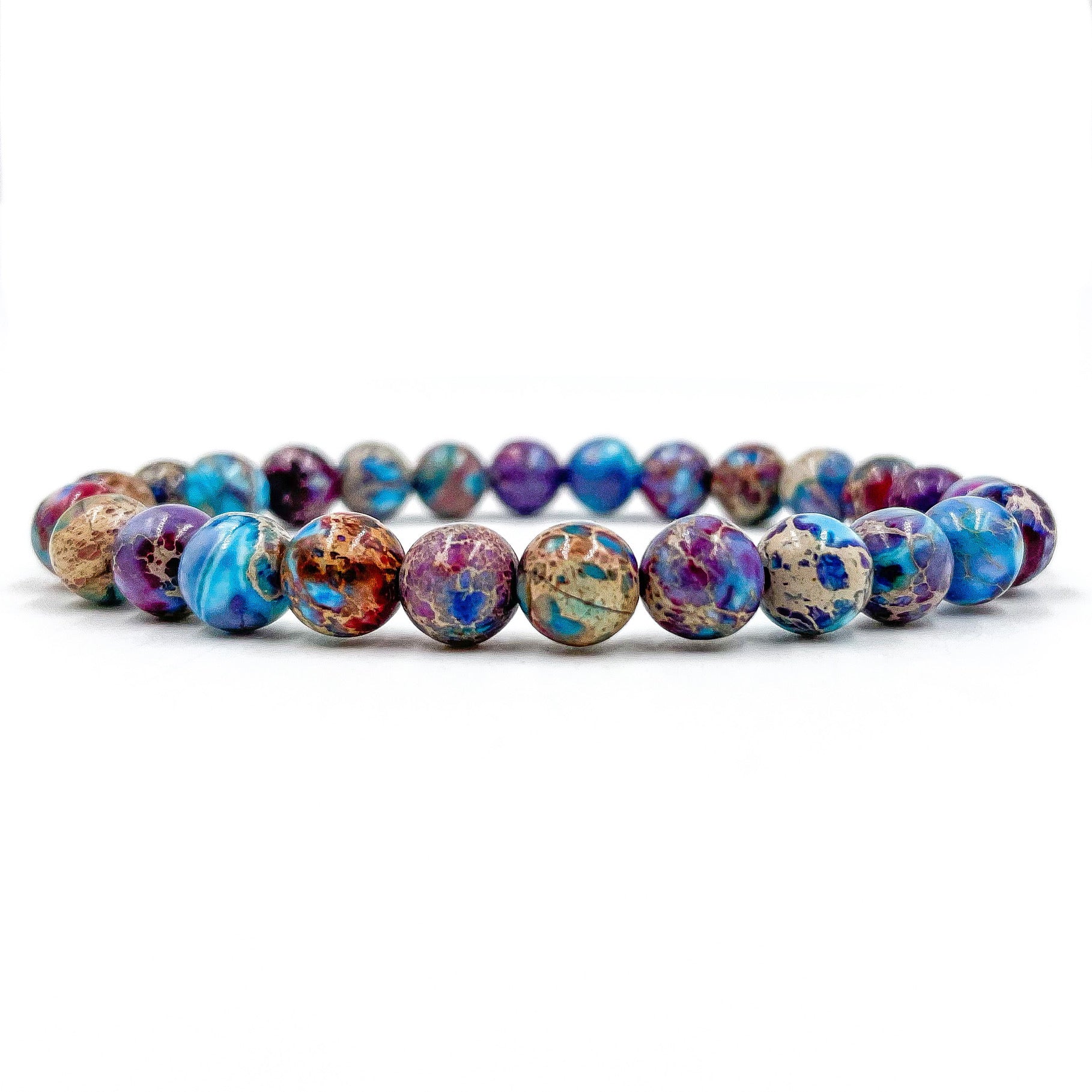 Union Galaxy Imperial Jasper Gemstone Bracelet – Handmade 8mm Natural Jasper Mala Beads with Stretch Cord for Energy Balance & Healing