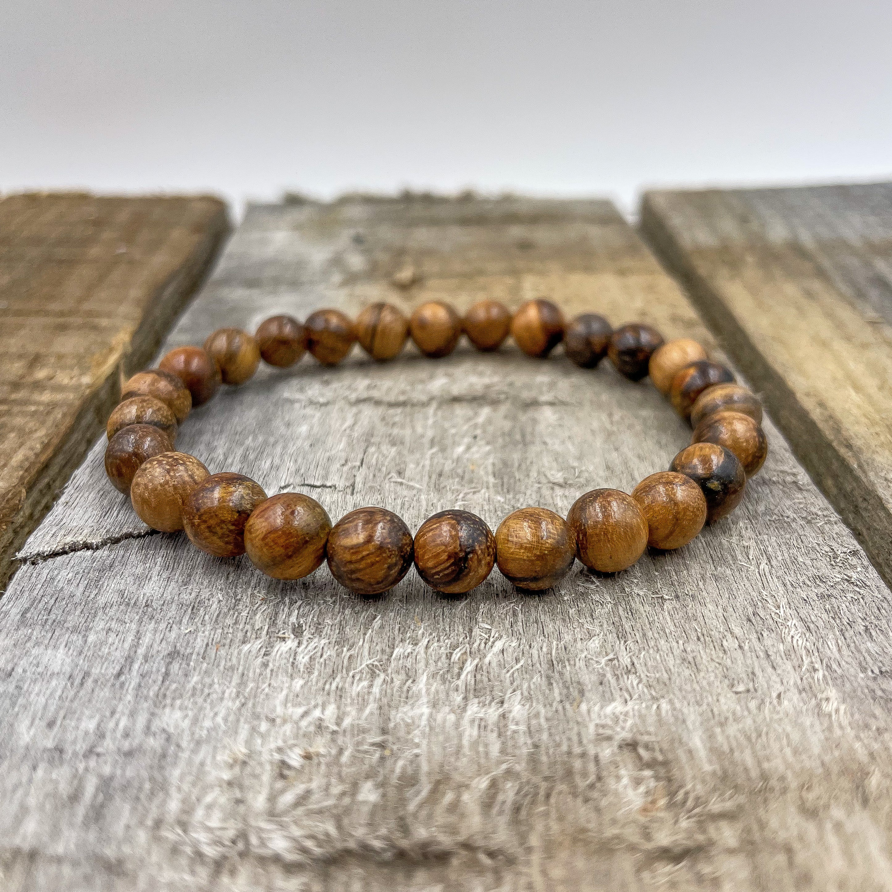 Union Dark Brown Sandalwood Beaded Mala Bracelet – Handmade 8mm Natural Wooden Meditation Bracelet