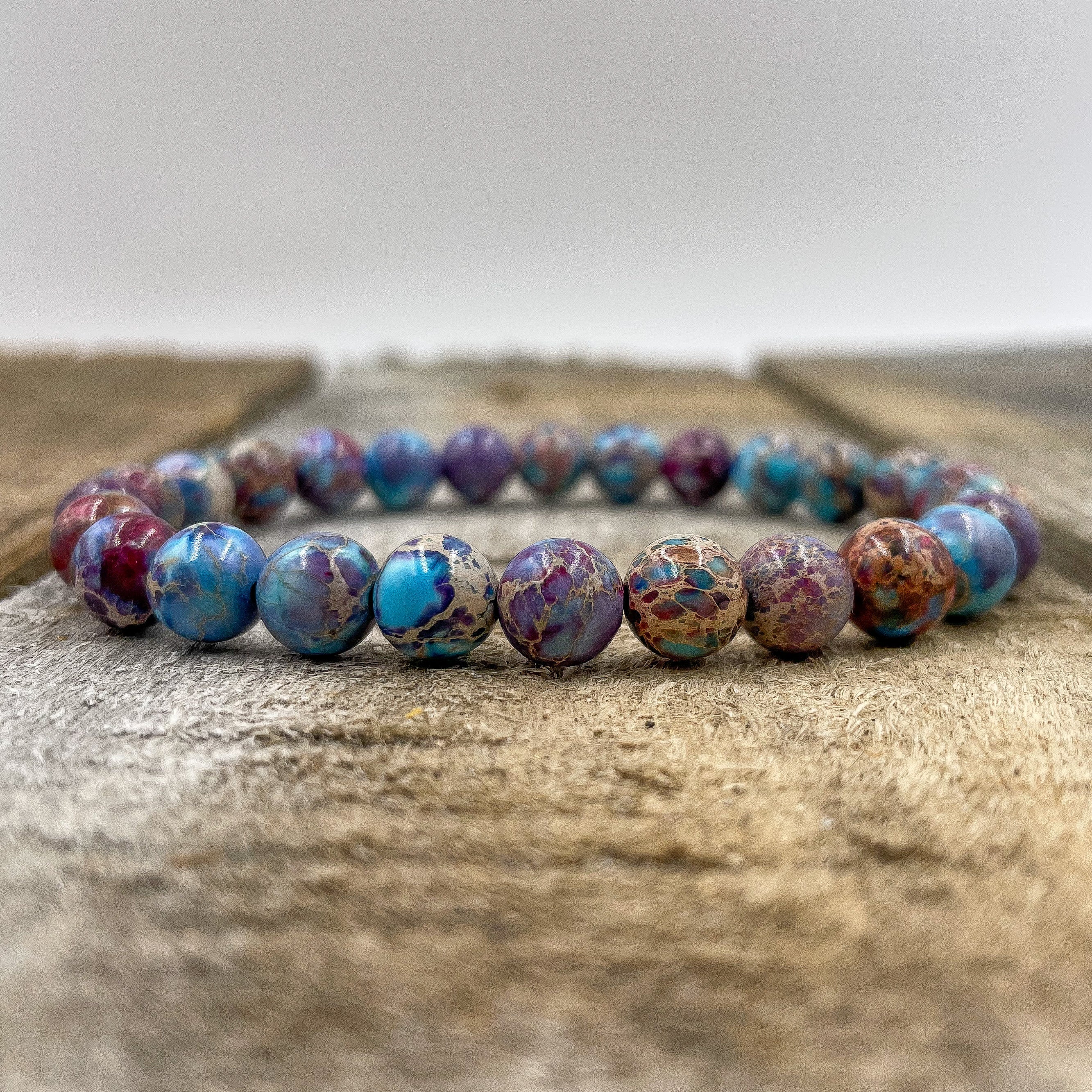Union Galaxy Imperial Jasper Gemstone Bracelet – Handmade 8mm Natural Jasper Mala Beads with Stretch Cord for Energy Balance & Healing