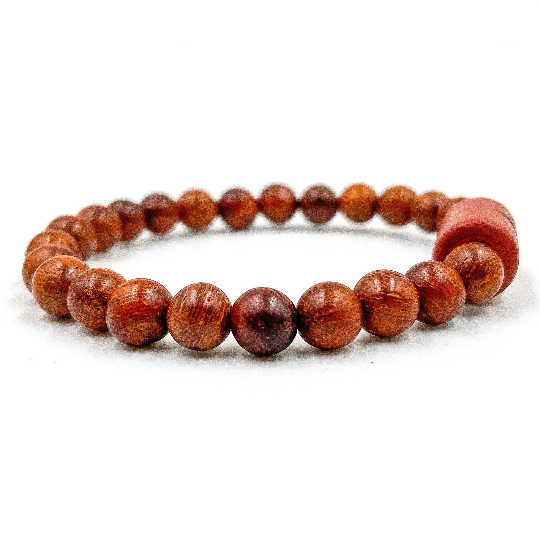 Solid – Red Rosewood Mala Beaded Bracelet | Handmade 8mm Wooden Meditation Jewelry
