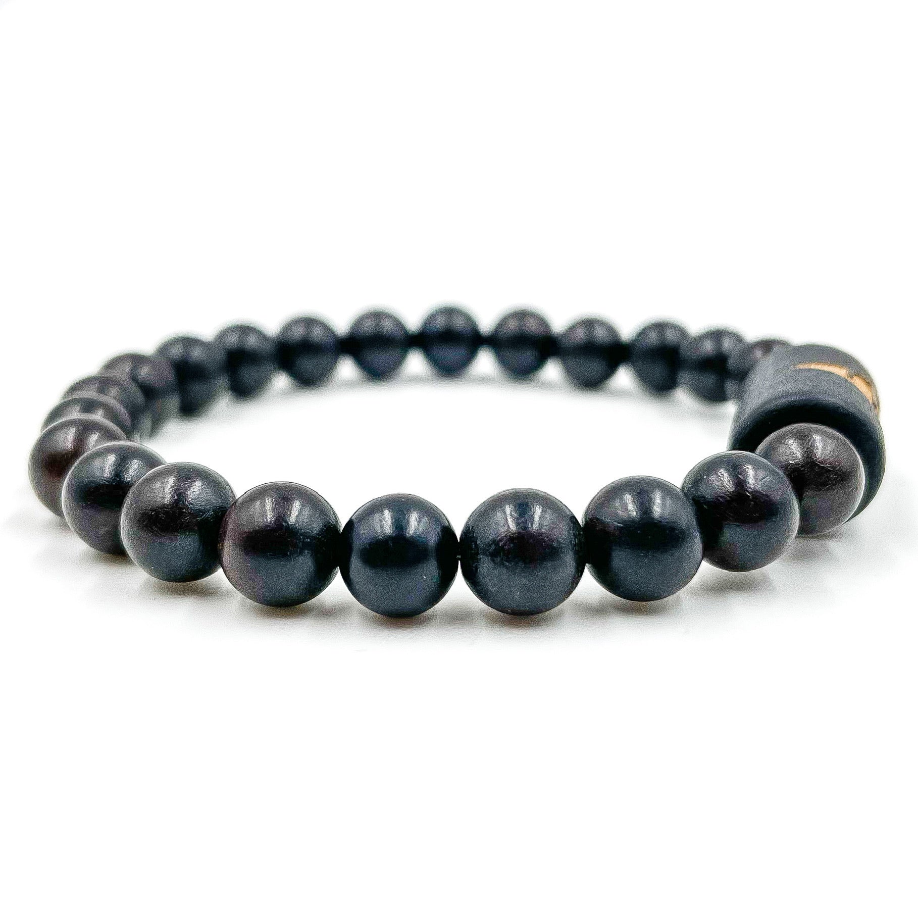 Solid – Ebony Blackwood Mala Beaded Bracelet | Handmade 8mm Natural Wooden Jewelry