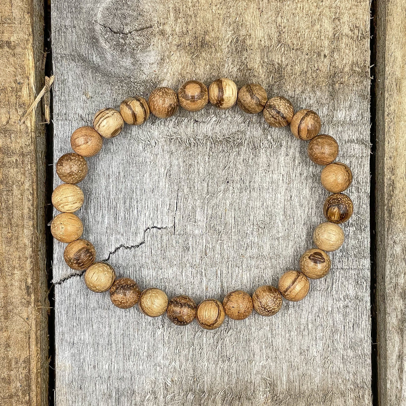 Union – Light Brown Sandalwood Mala Beaded Bracelet | Natural 8mm Wooden Beads, Handmade Spiritual Jewelry