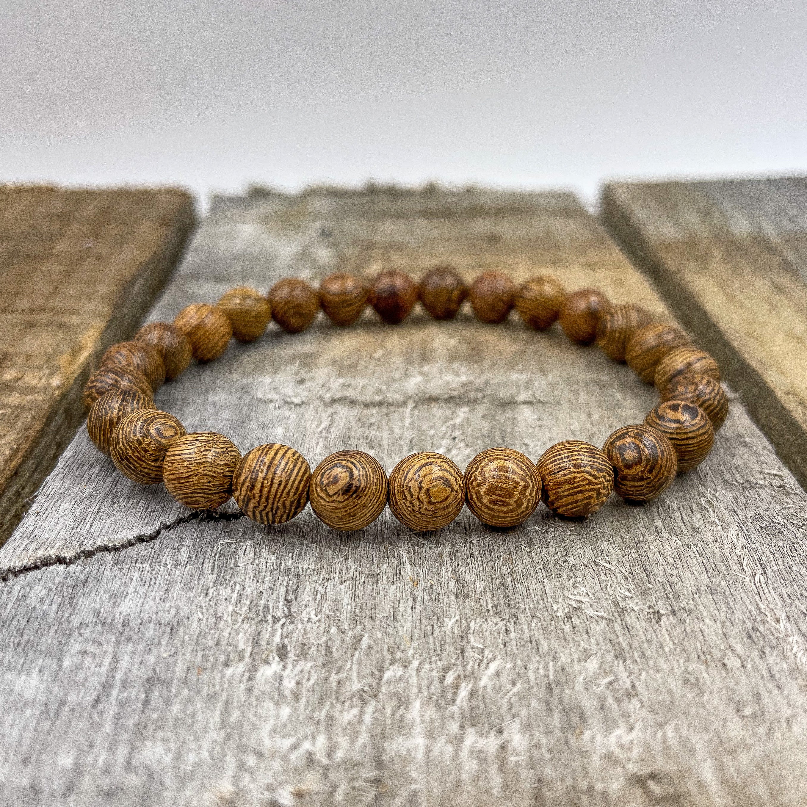 Union – Zebrawood Mala Beaded Bracelet | Handmade 8mm Natural Wooden Jewelry