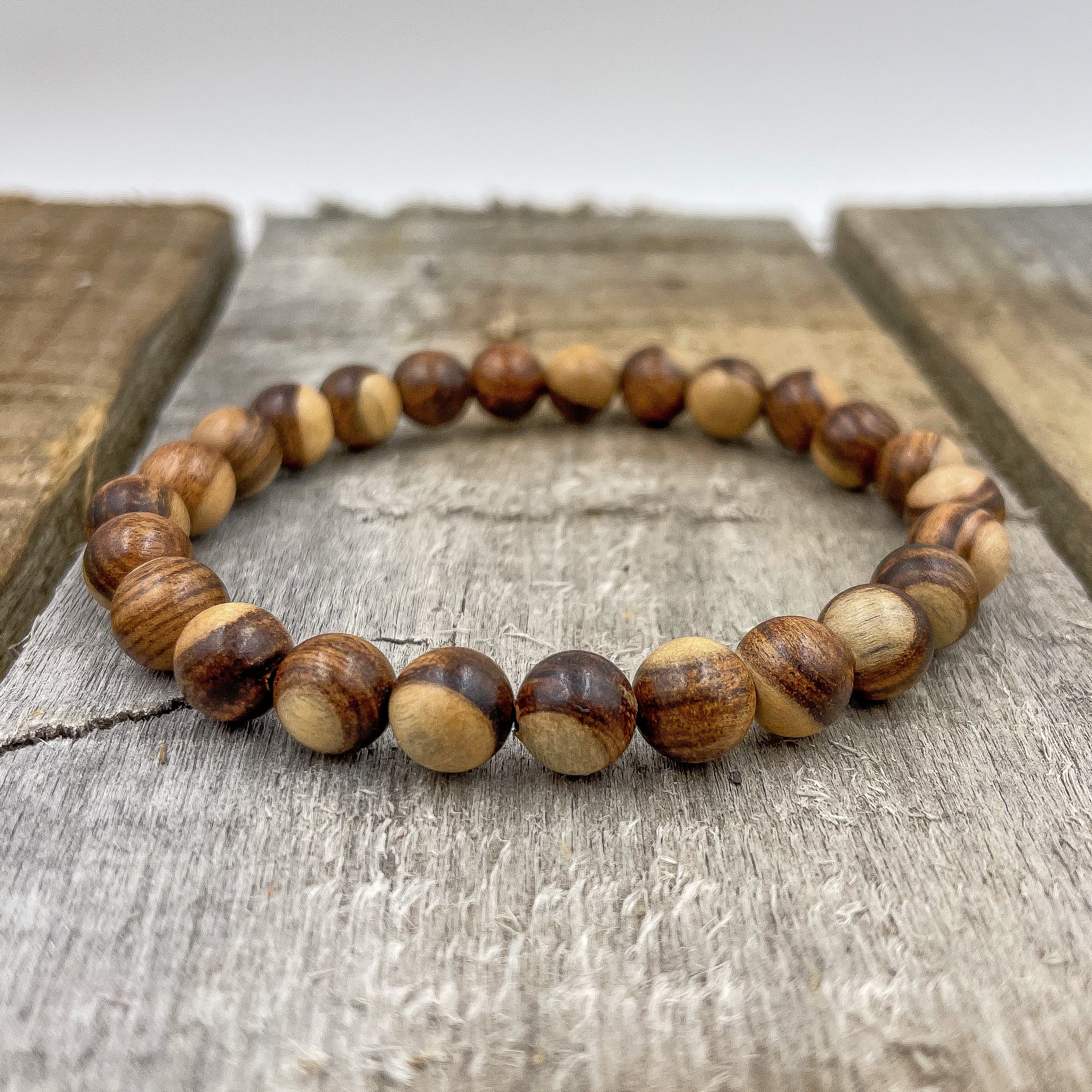 Union – Dual Brown Sandalwood Mala Beaded Bracelet | Handmade 8mm Natural Wooden Jewelry