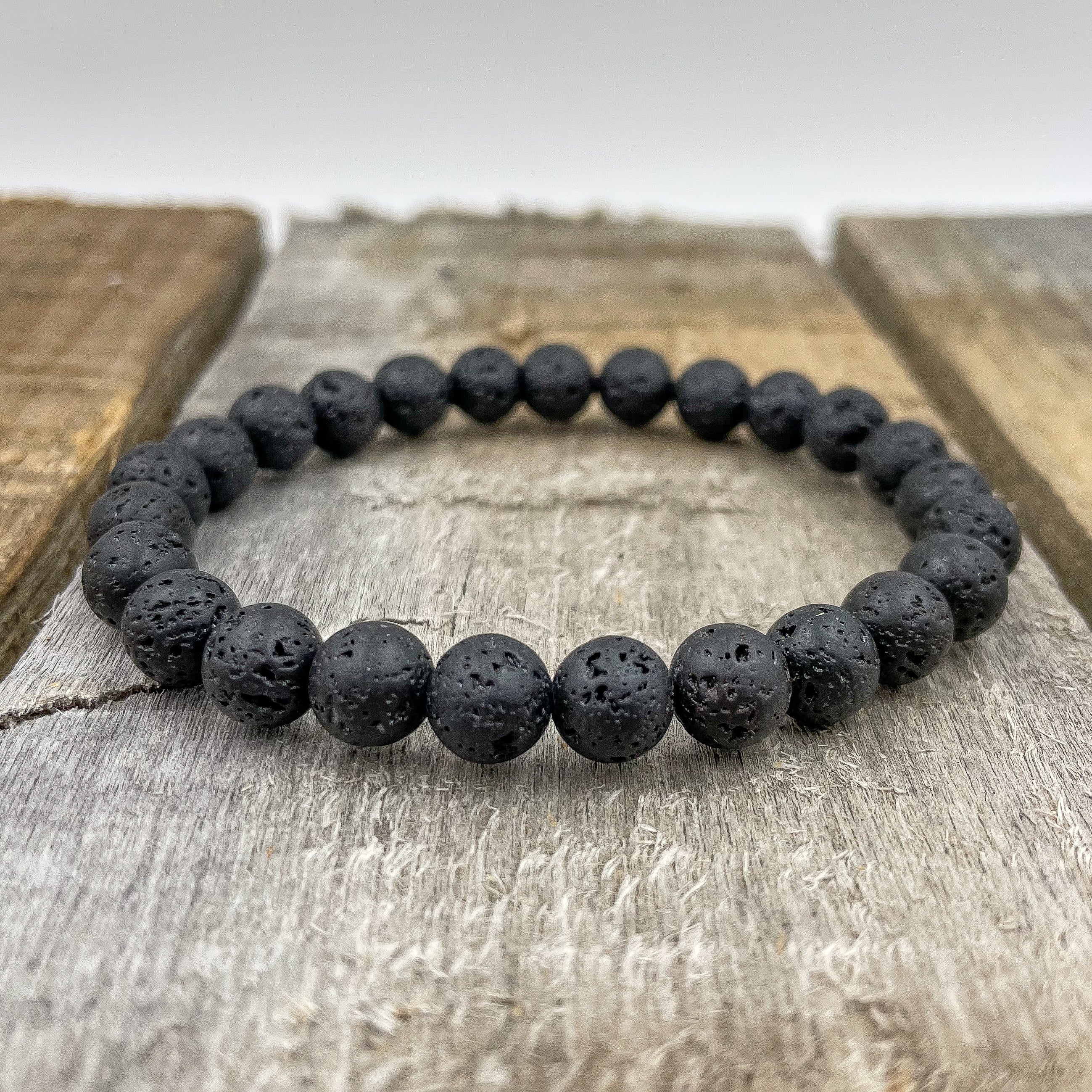 Union – Smooth Lava Rock Gemstone Beaded Bracelet | Handmade 8mm Natural Healing Stone Jewelry
