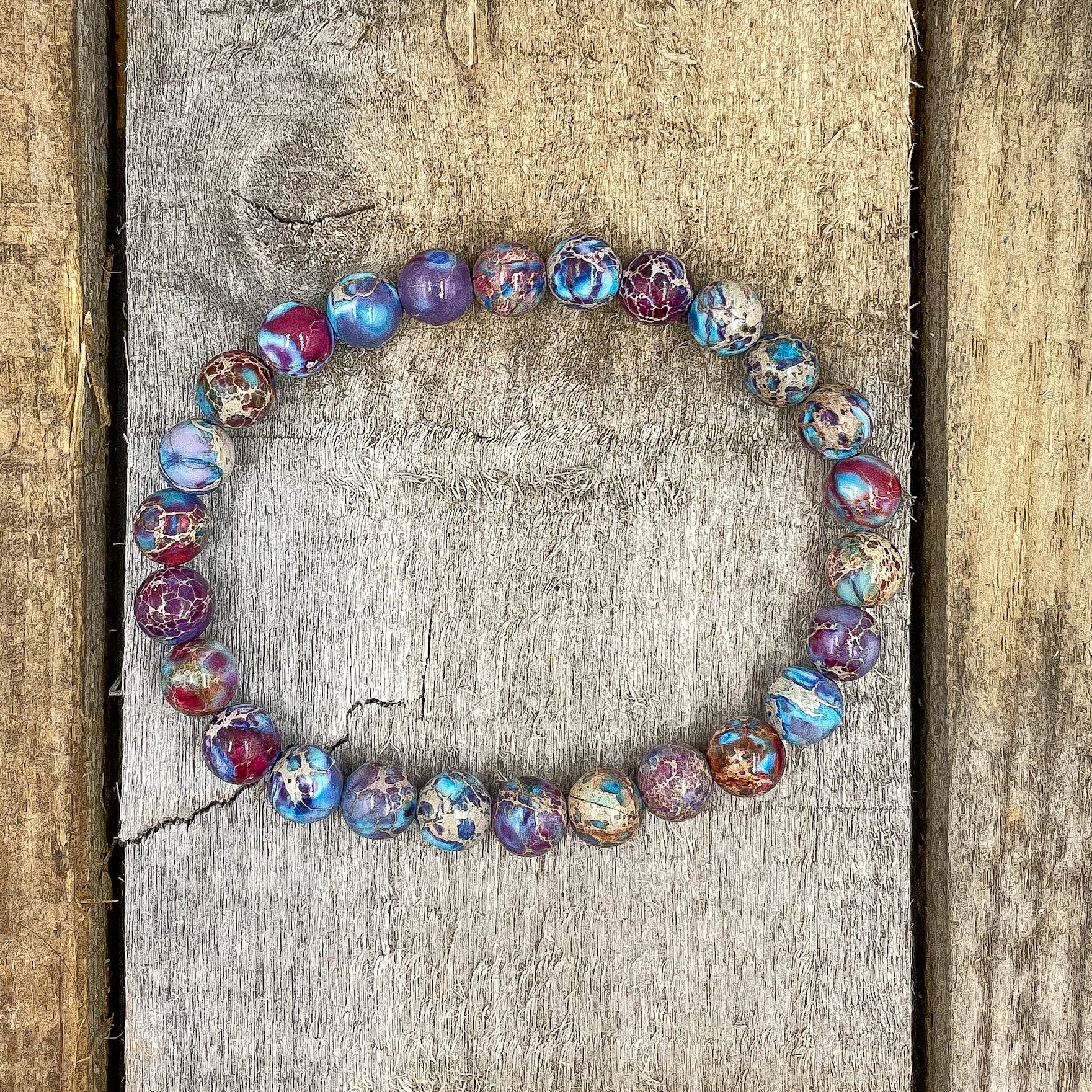 Union Galaxy Imperial Jasper Gemstone Bracelet – Handmade 8mm Natural Jasper Mala Beads with Stretch Cord for Energy Balance & Healing