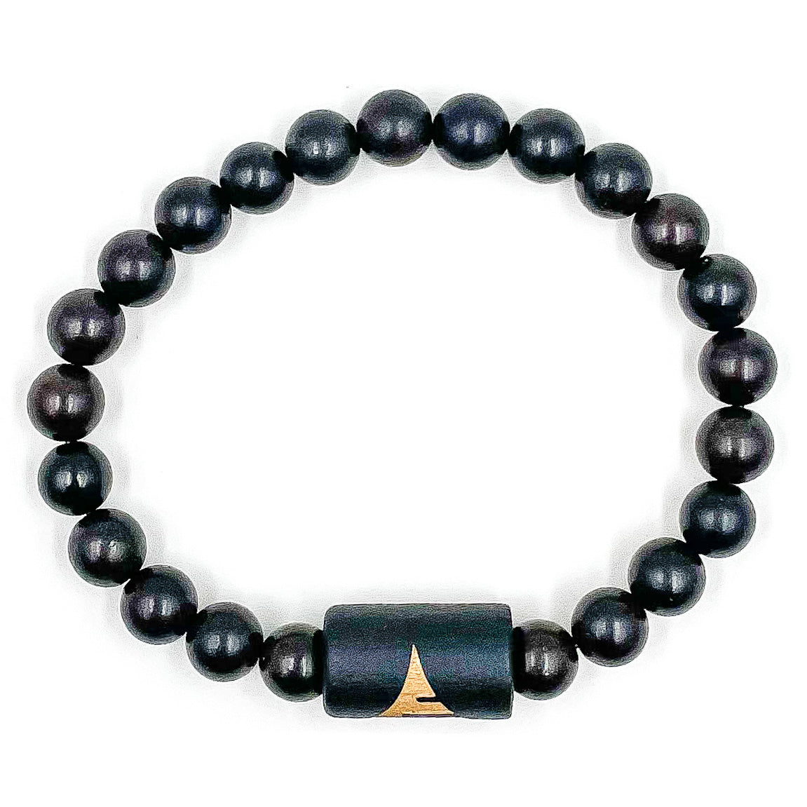 Solid – Ebony Blackwood Mala Beaded Bracelet | Handmade 8mm Natural Wooden Jewelry