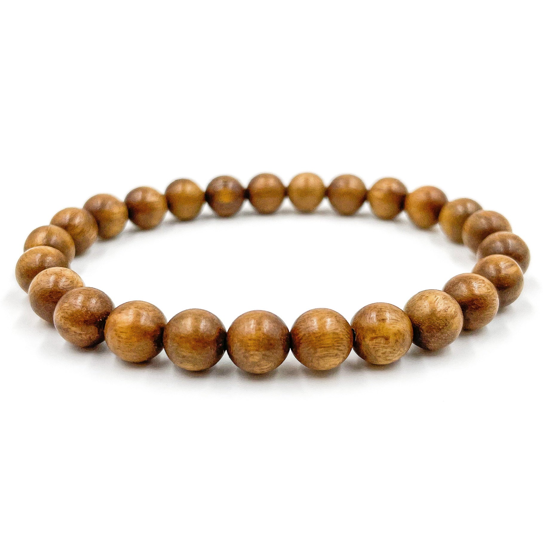 Union – Hickory Wood Mala Beaded Bracelet | Natural 8mm Honey Brown Wooden Beads, Handmade Jewelry