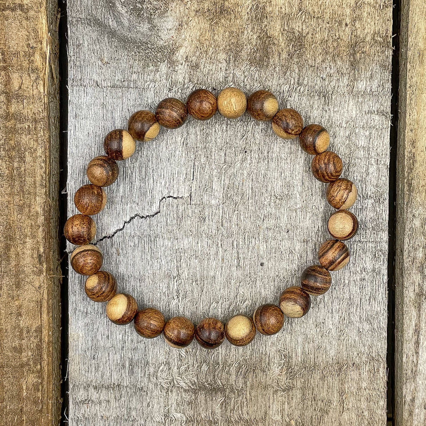 Union – Dual Brown Sandalwood Mala Beaded Bracelet | Handmade 8mm Natural Wooden Jewelry
