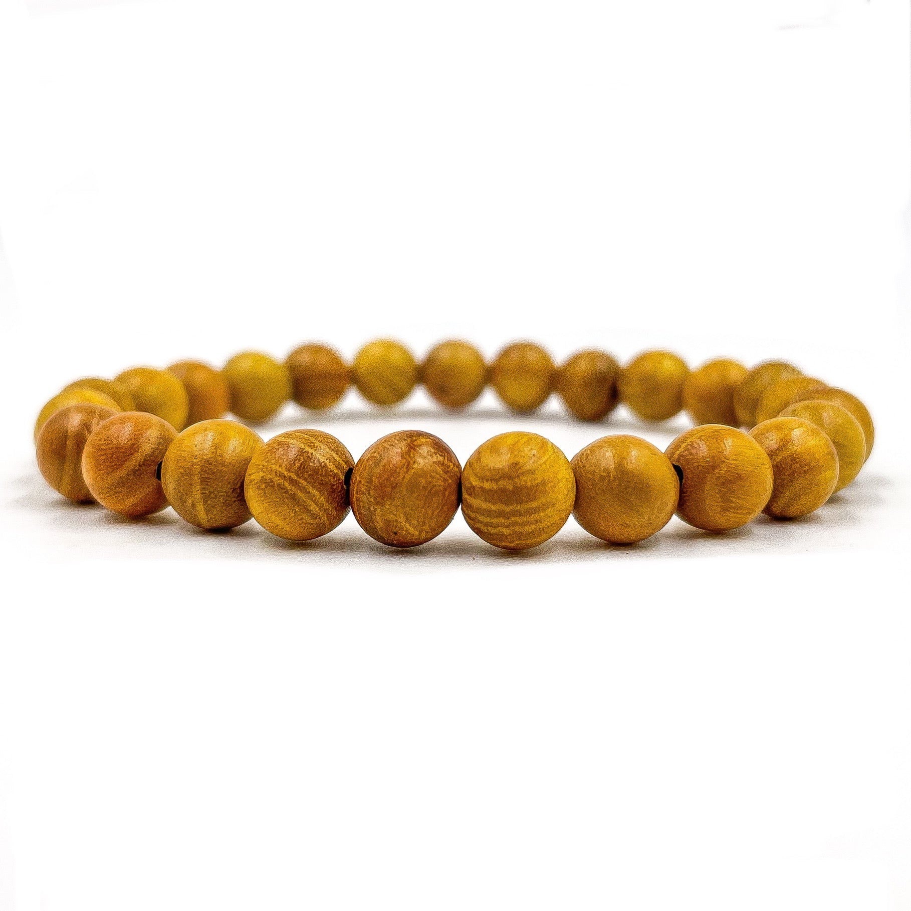 Union Yellow Sandalwood Mala Beaded Bracelet – Handmade 8mm Natural Wood Bracelet for Calmness, Meditation & Everyday Style