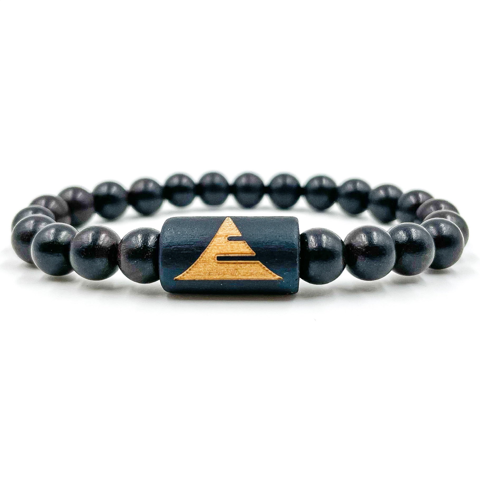 Solid – Ebony Blackwood Mala Beaded Bracelet | Handmade 8mm Natural Wooden Jewelry