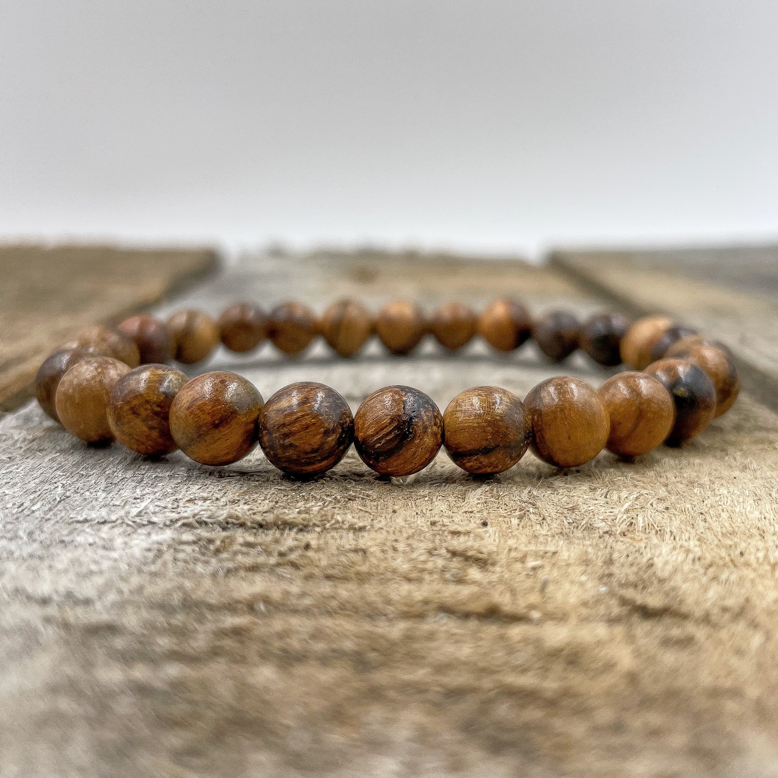 Union Dark Brown Sandalwood Beaded Mala Bracelet – Handmade 8mm Natural Wooden Meditation Bracelet