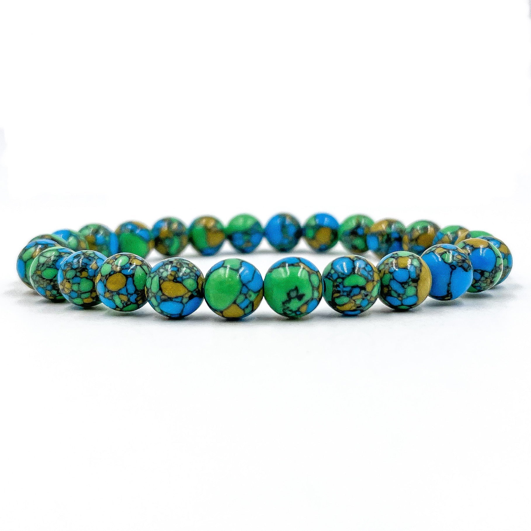 Union Multicolor Howlite Gemstone Beaded Bracelet – Handmade 8mm Natural Healing Stone Bracelet for Calm & Focus