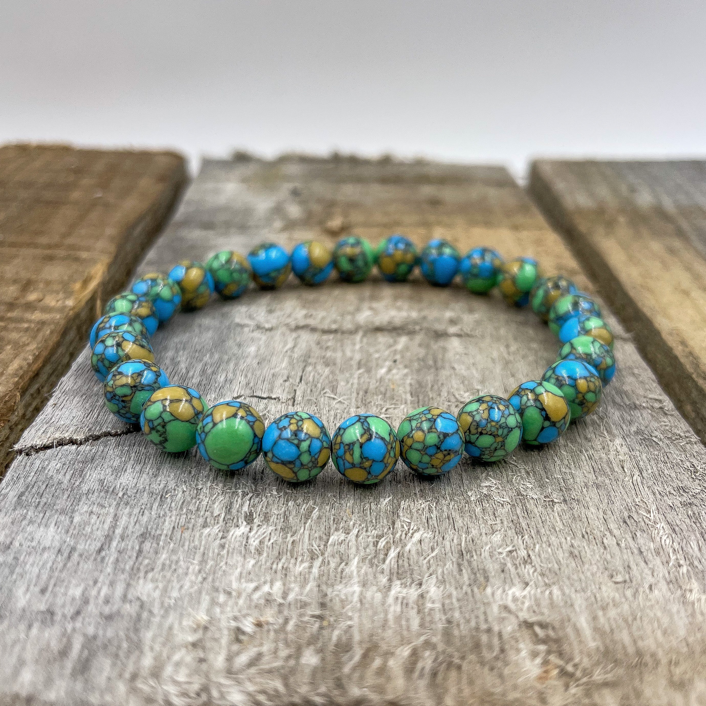 Union Multicolor Howlite Gemstone Beaded Bracelet – Handmade 8mm Natural Healing Stone Bracelet for Calm & Focus