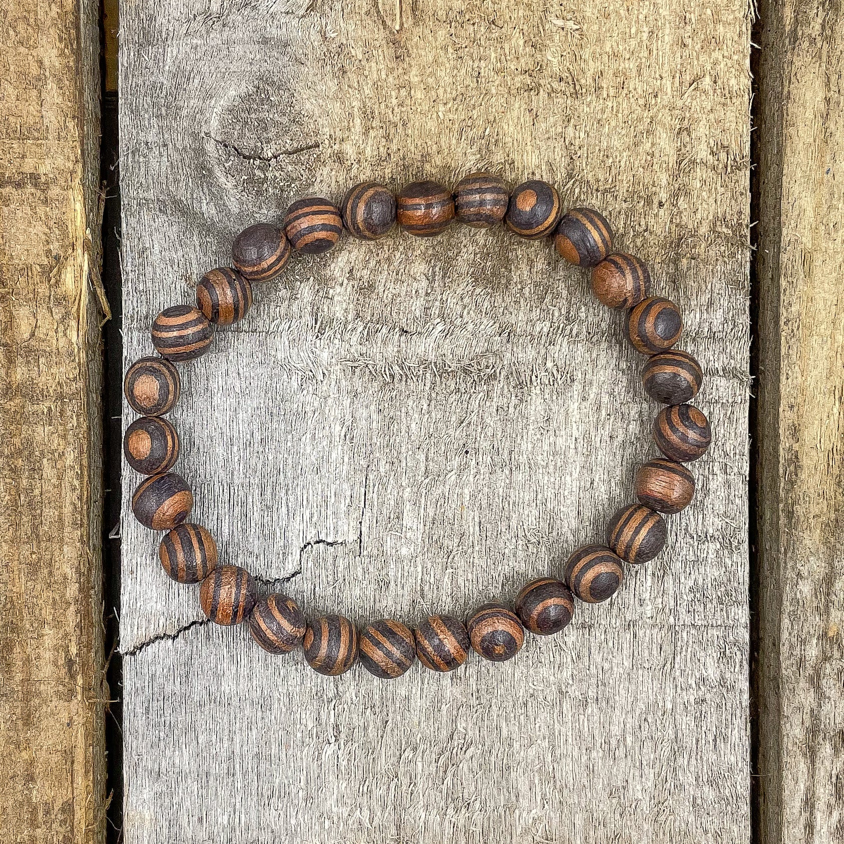 Union Zebra Rosewood Mala Beaded Bracelet – Handmade 8mm Natural Wood Bracelet for Balance, Strength & Everyday Style