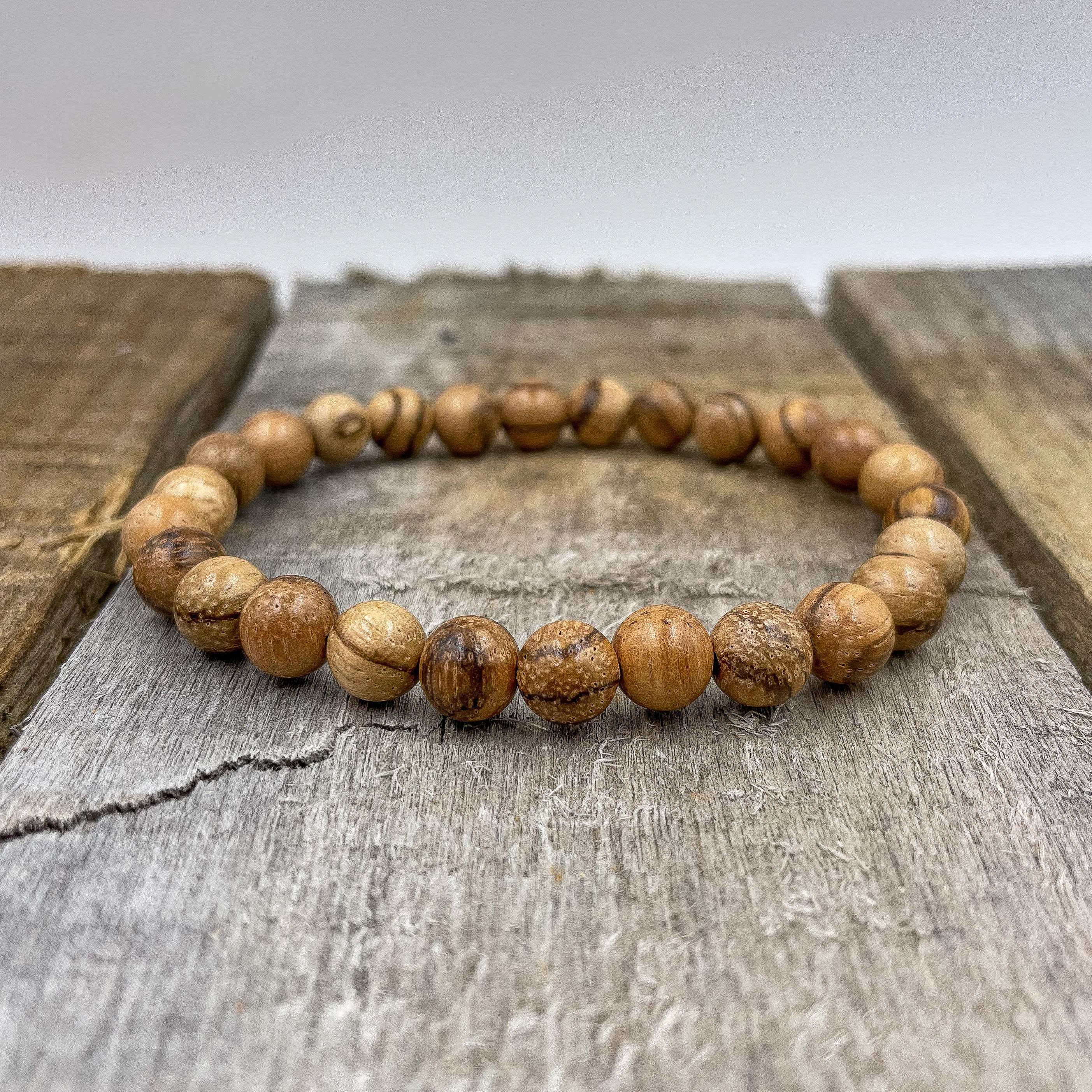 Union – Light Brown Sandalwood Mala Beaded Bracelet | Natural 8mm Wooden Beads, Handmade Spiritual Jewelry