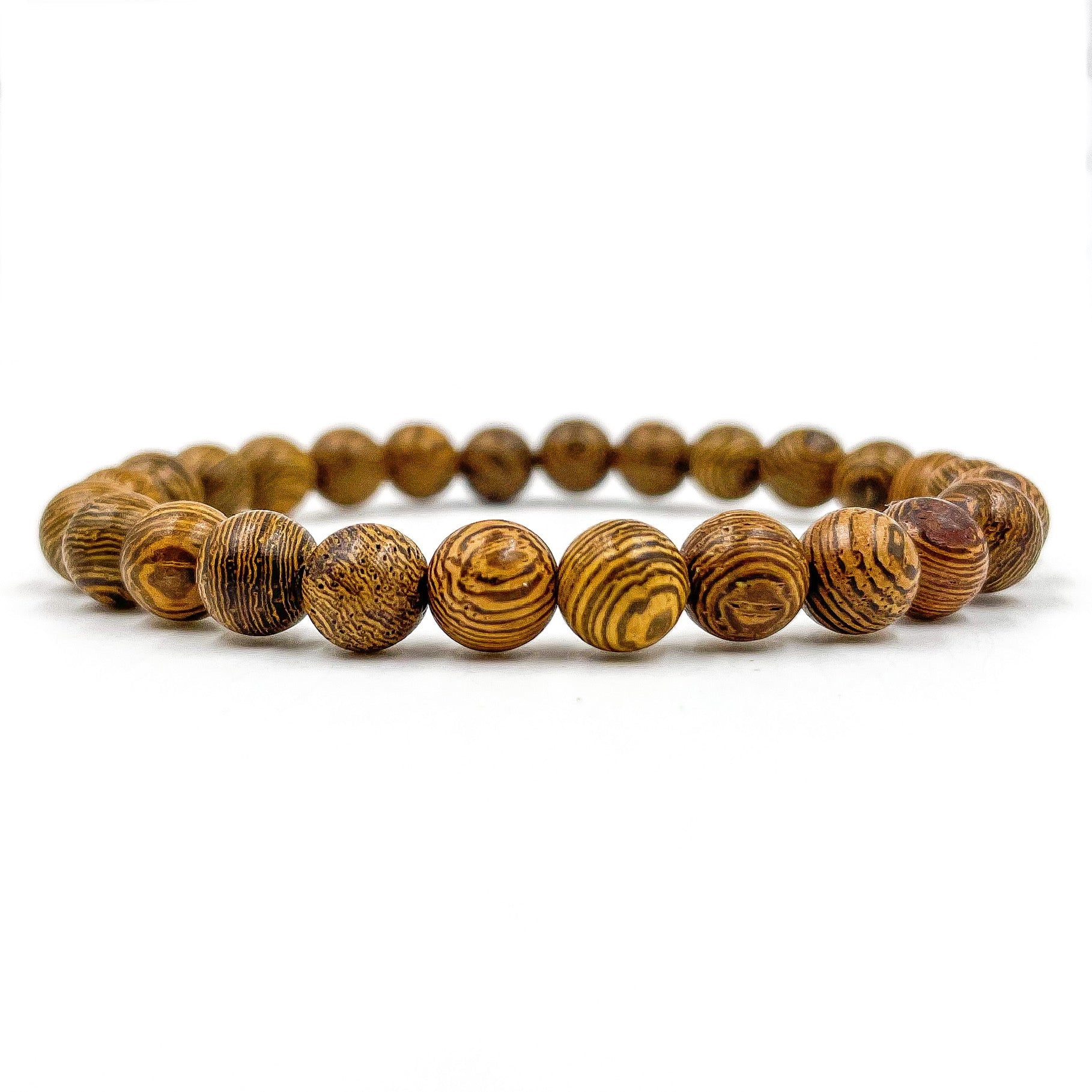 Union – Zebrawood Mala Beaded Bracelet | Handmade 8mm Natural Wooden Jewelry