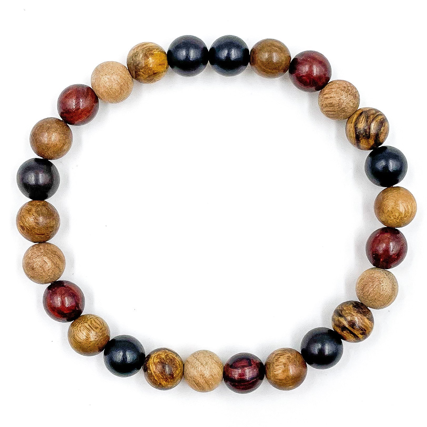 All Mixed Up Fall Mala Beaded Bracelet – Handmade Natural Wood Beads, Bohemian Meditation Jewelry
