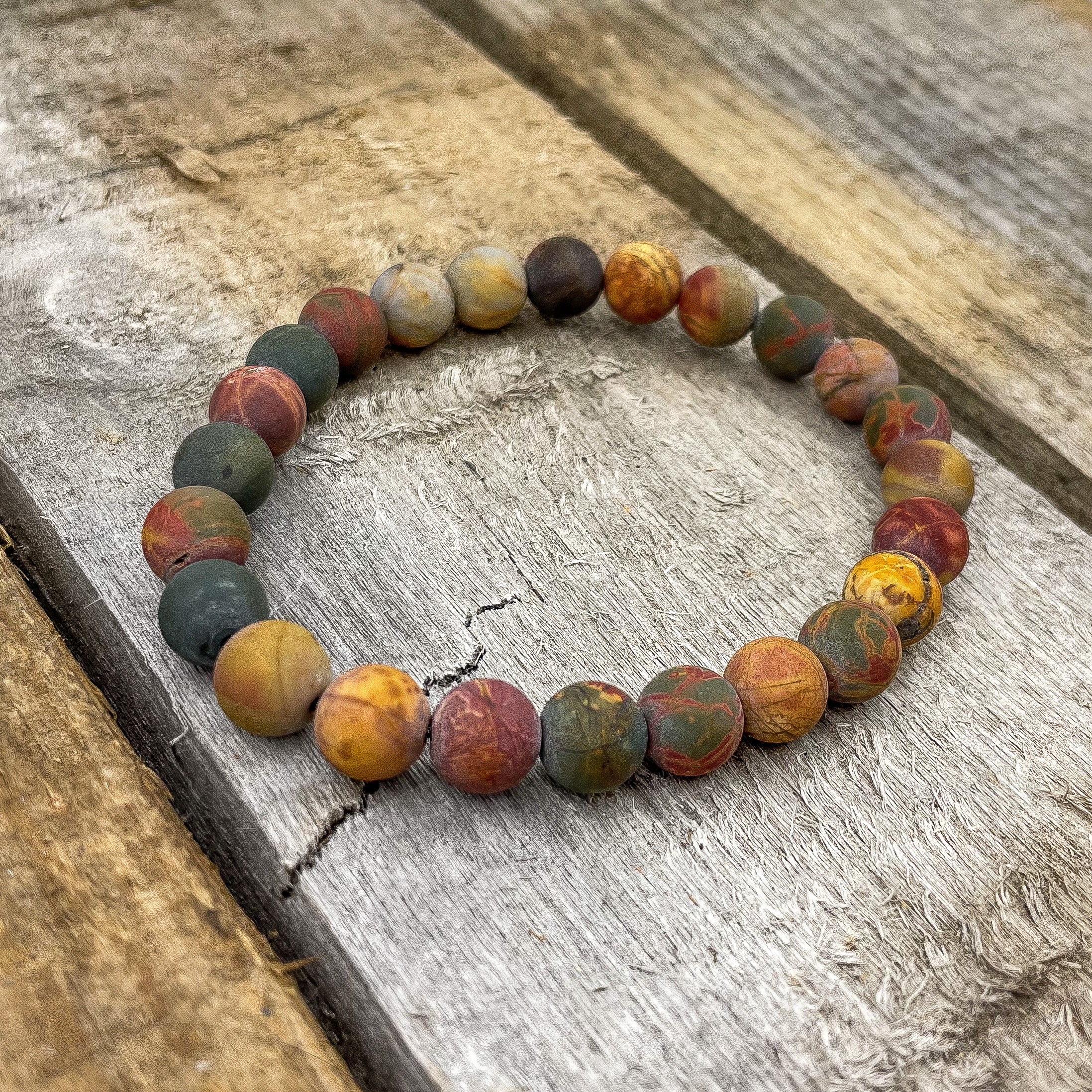 Union Multicolor Picasso Jasper Gemstone Beaded Bracelet – Handmade 8mm Healing Stone Bracelet for Creativity & Balance