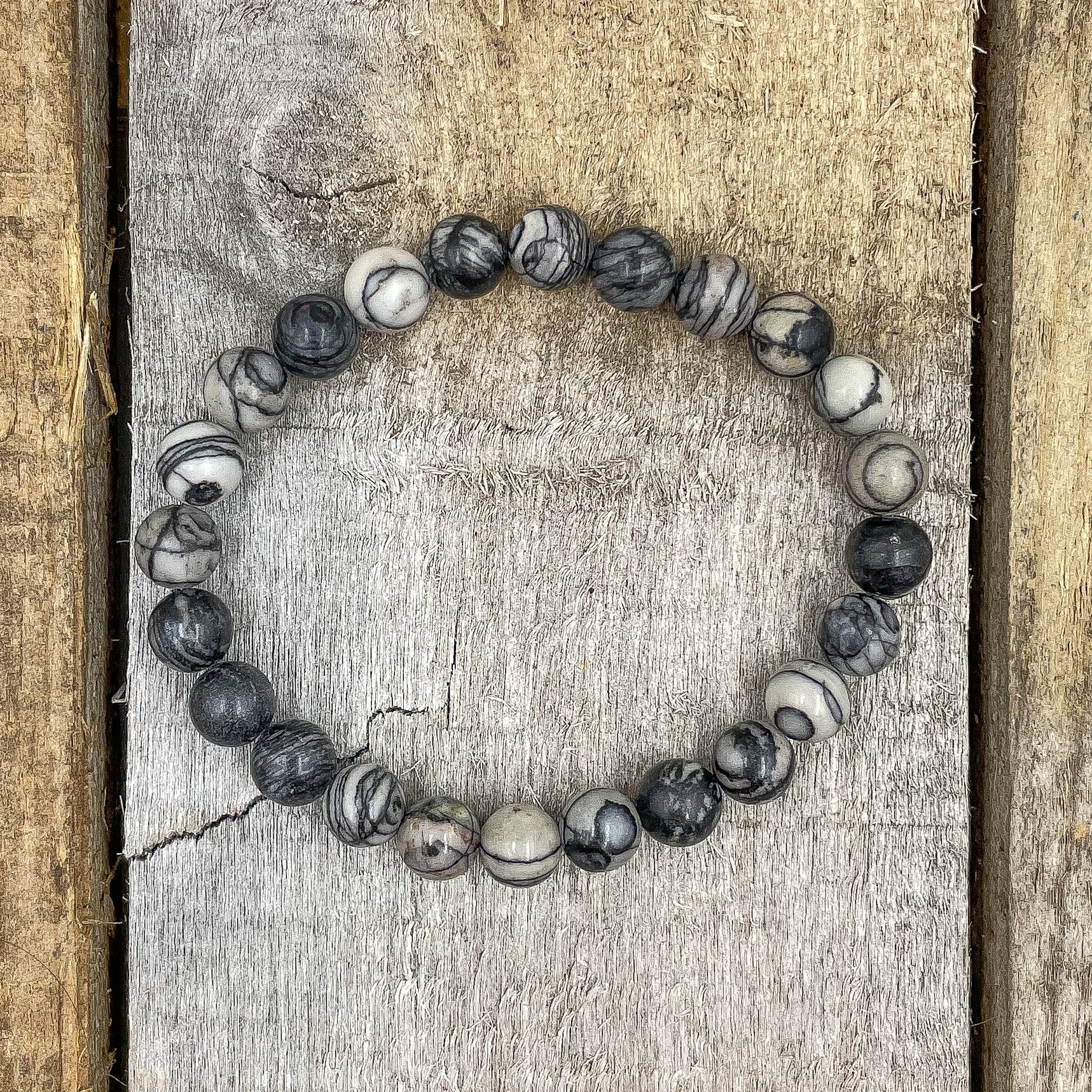 Union – Black Silk Stone Gemstone Beaded Bracelet | Natural 8mm Onyx Healing Jewelry
