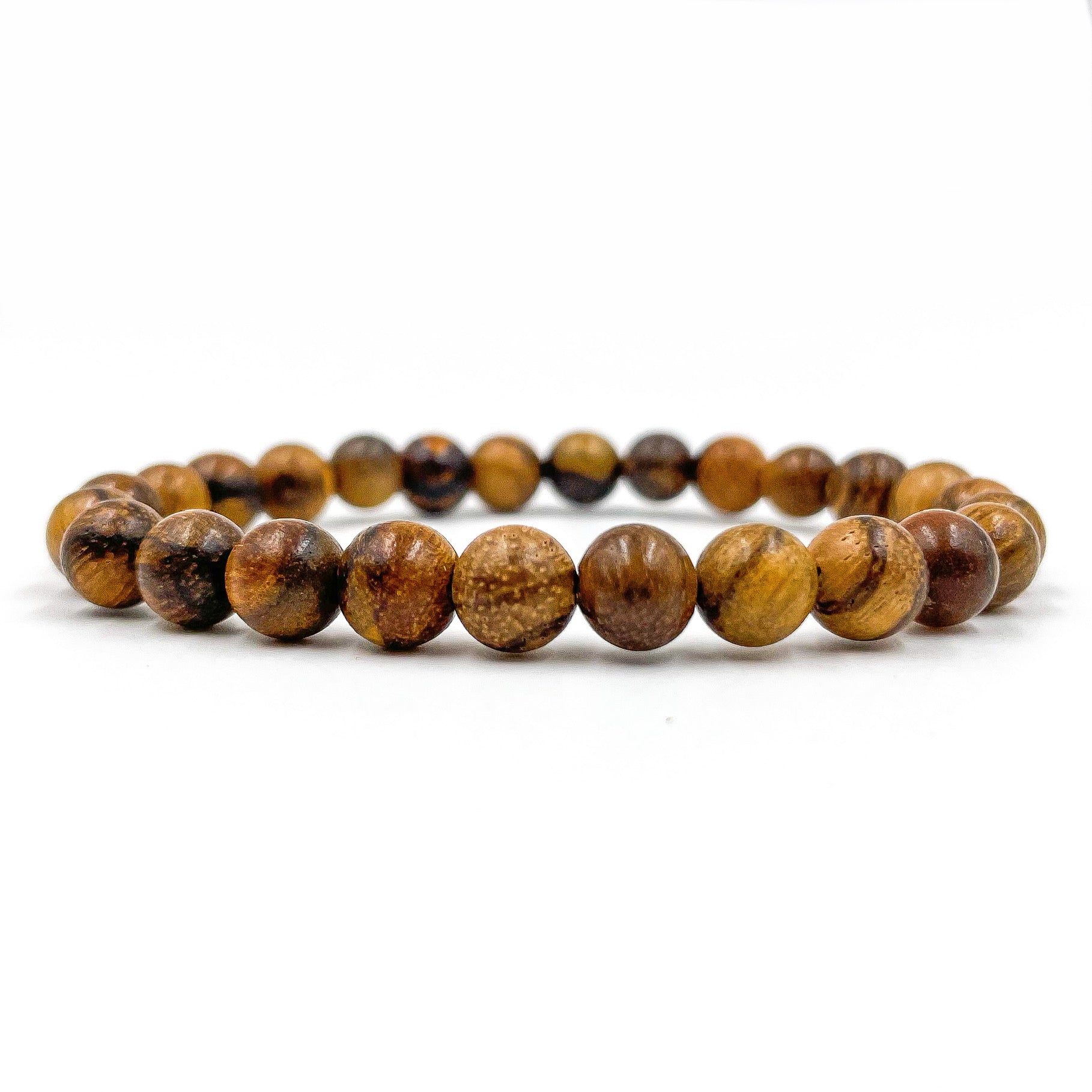 Union Dark Brown Sandalwood Beaded Mala Bracelet – Handmade 8mm Natural Wooden Meditation Bracelet