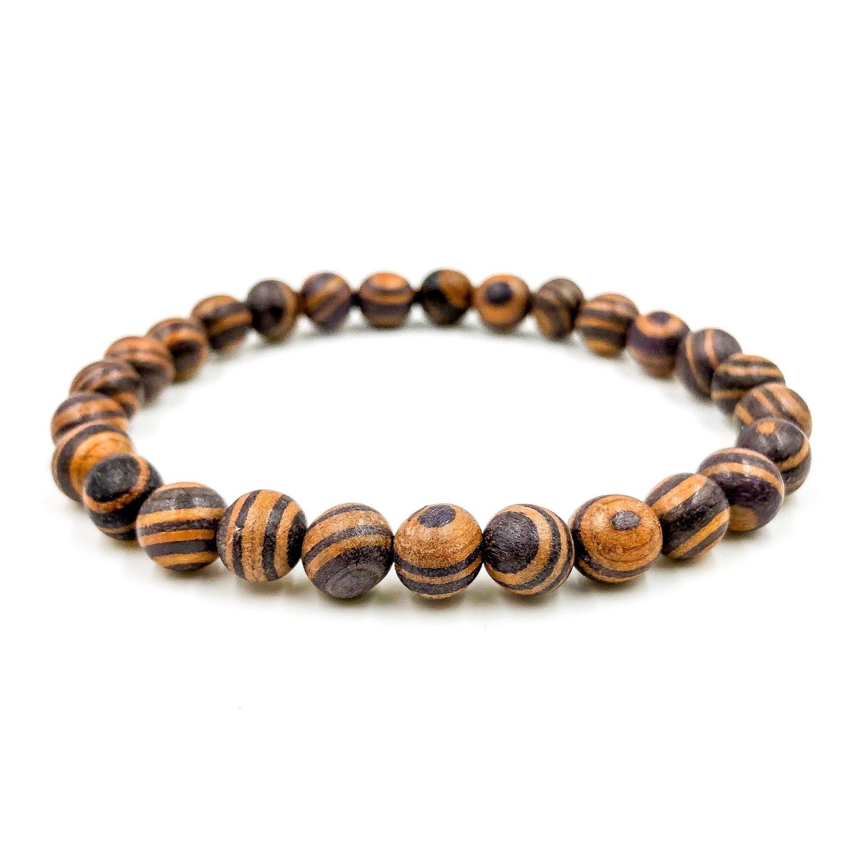 Union Zebra Rosewood Mala Beaded Bracelet – Handmade 8mm Natural Wood Bracelet for Balance, Strength & Everyday Style