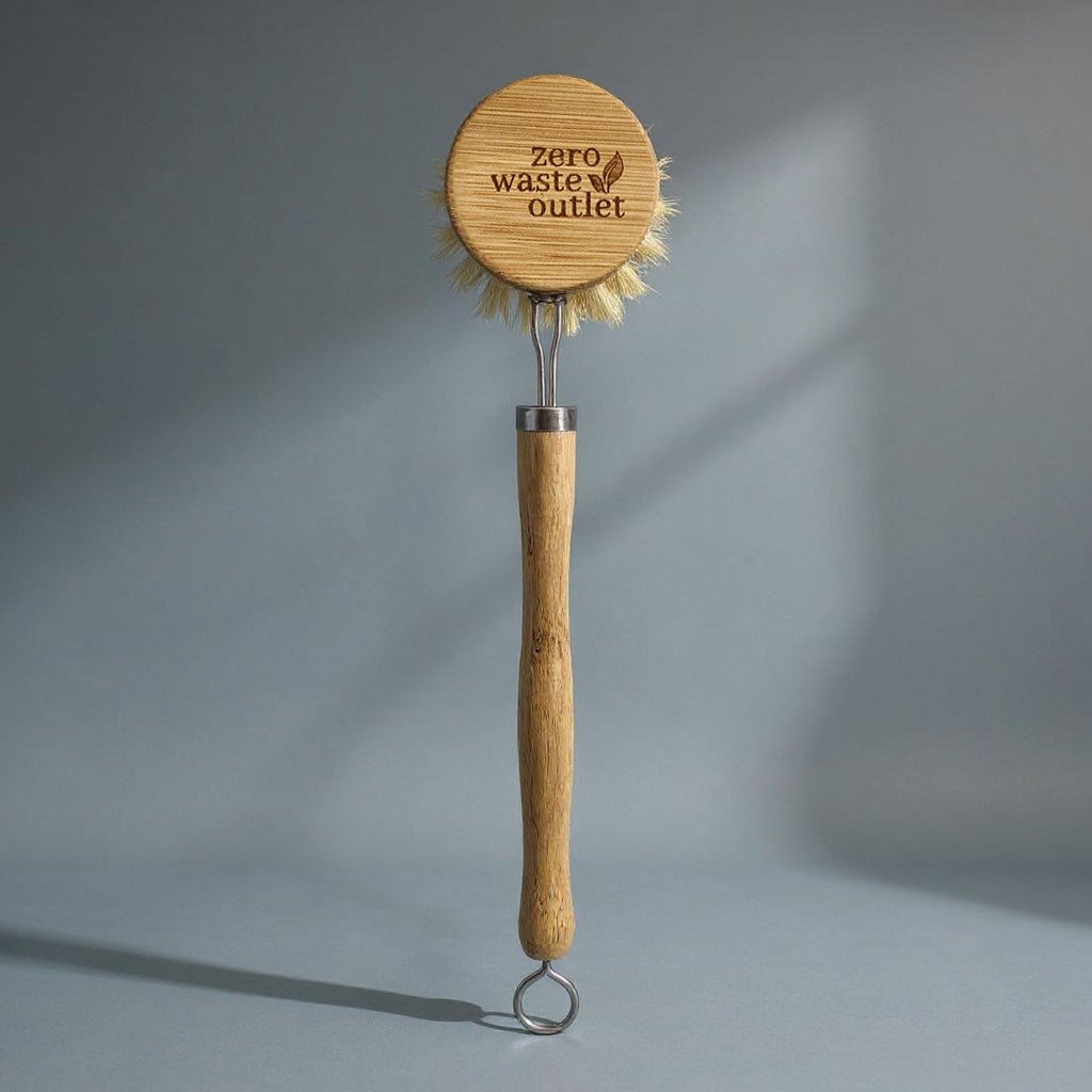 Eco-Friendly Long Handle Wooden Pot Brush with Compostable Replaceable Head