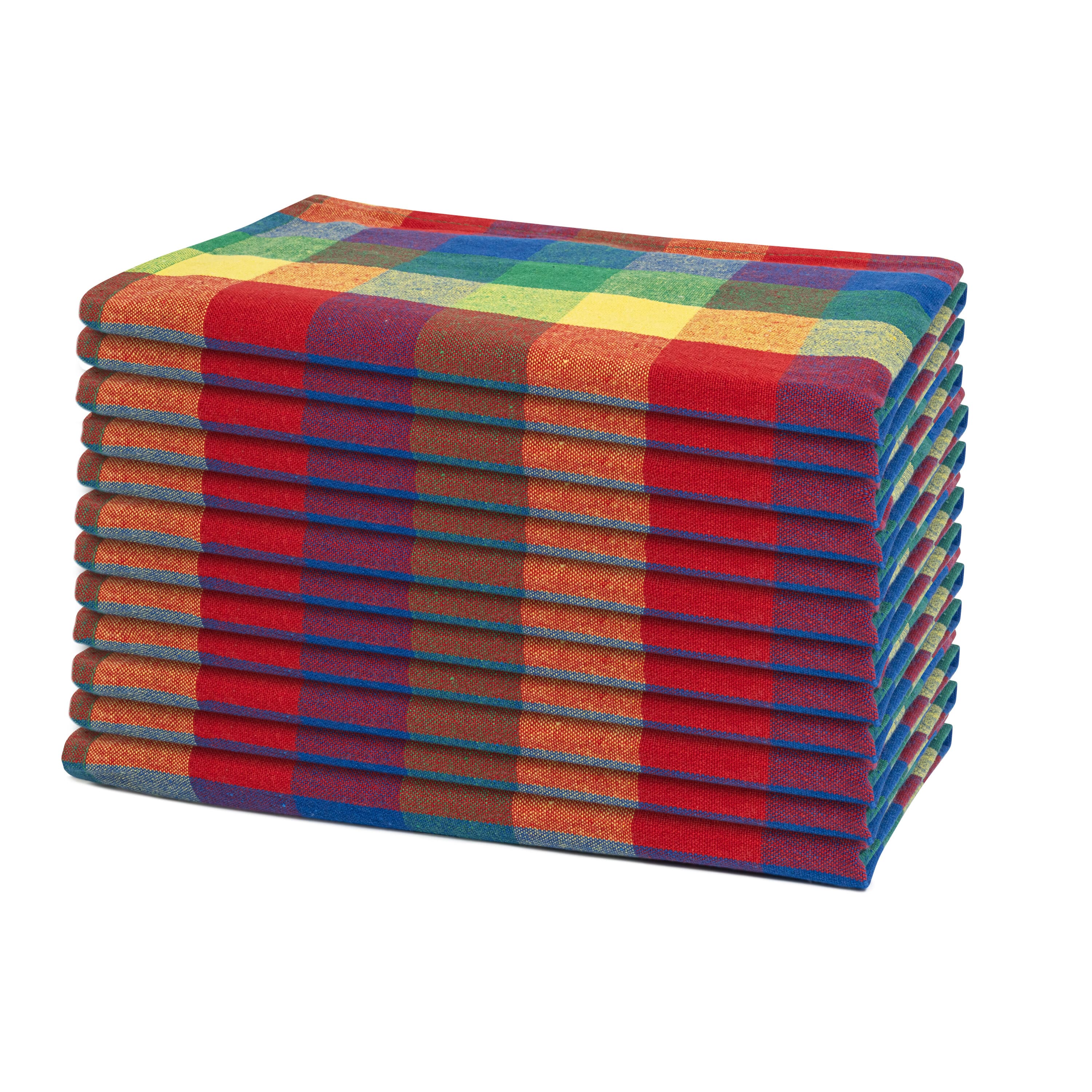 12-Pack Large Plaid Cotton Dinner Napkins - 100% Cotton, Hemmed Edges, 20"x20" for Elegant Table Settings