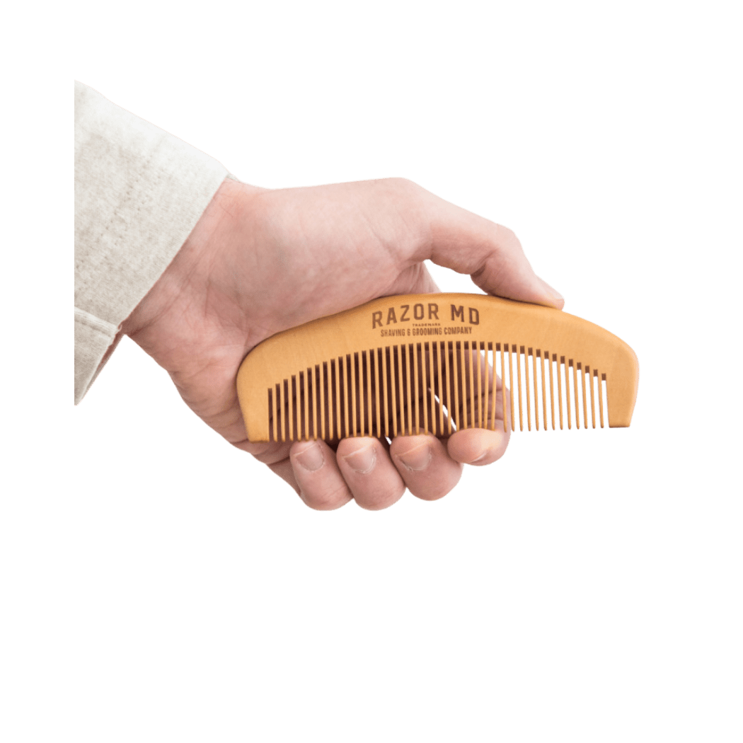 Razor MD Wooden Beard Comb – Natural Wood Wide Tooth Beard & Mustache Comb for Men