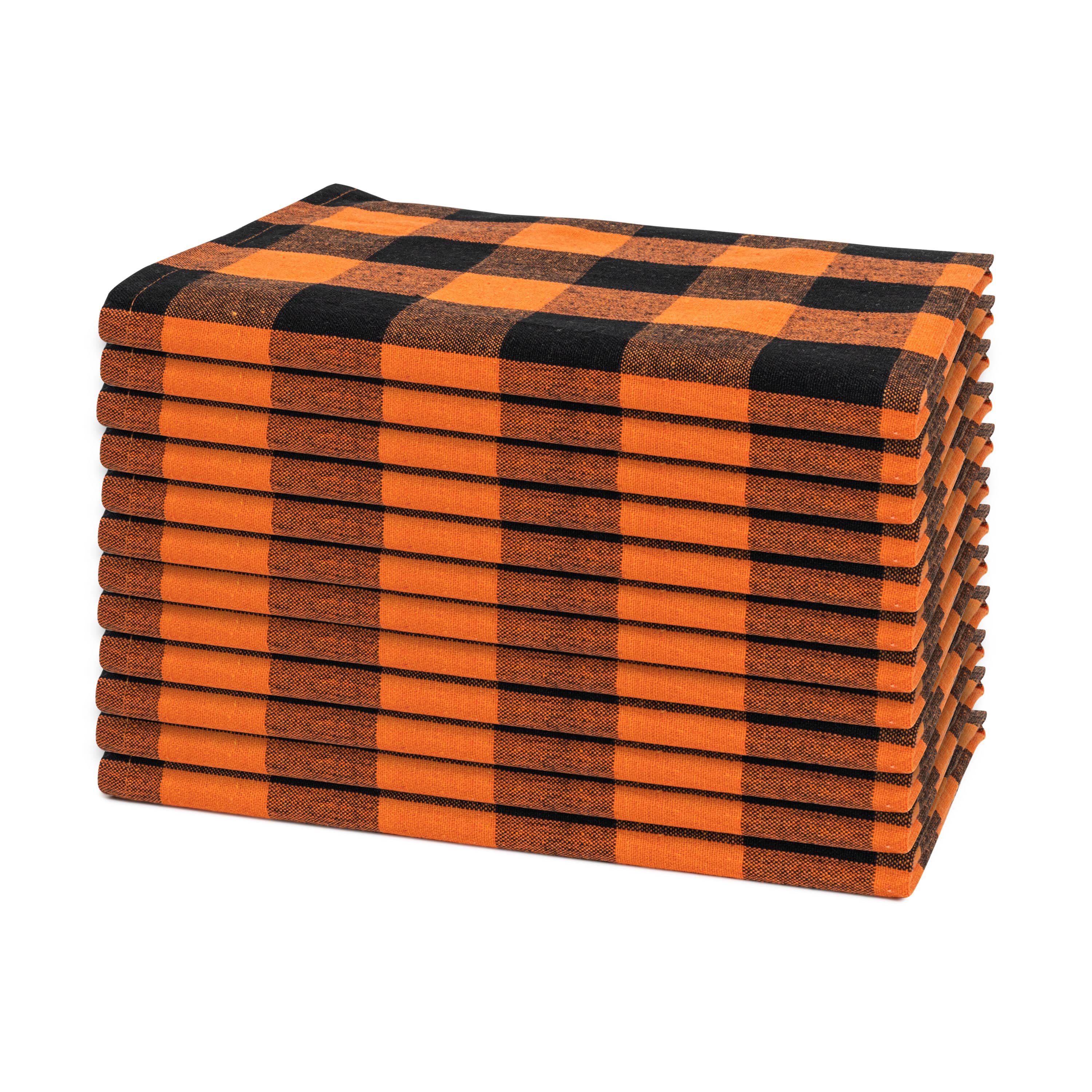 12-Pack Large Plaid Cotton Dinner Napkins - 100% Cotton, Hemmed Edges, 20"x20" for Elegant Table Settings