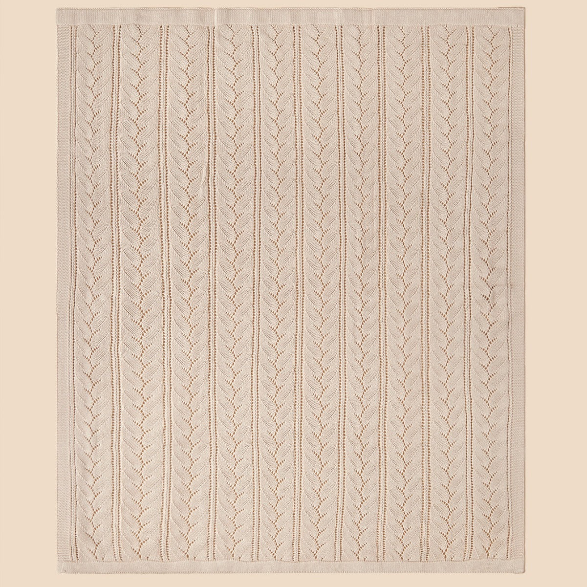 New Knitted Baby Blanket with Hollow-Out Herringbone Design – Pure Cotton Solid Color for All Seasons (Unisex)