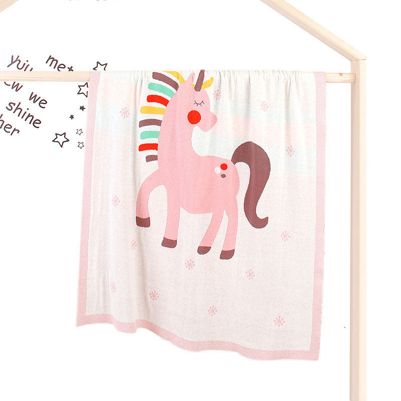 Baby Unicorn Print Cotton Blanket – Soft Air Conditioner Blanket for Kids (All Seasons, Unisex)
