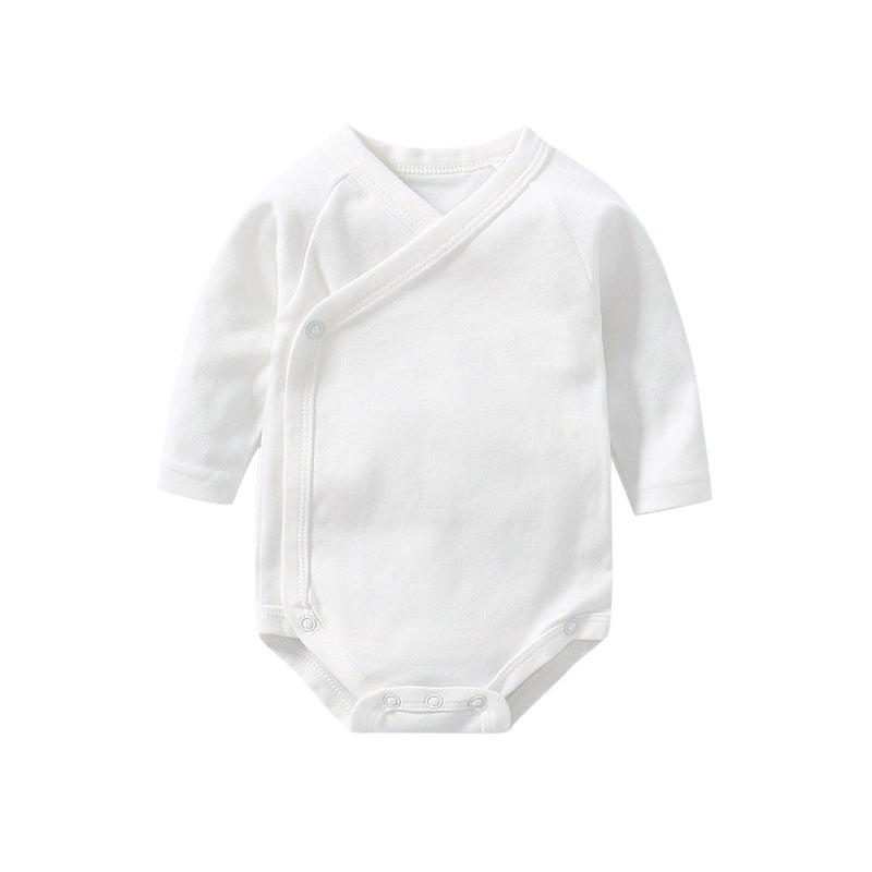 Baby Unisex Cotton Long Sleeve Onesie – Multi-Color Solid Bodysuit with Slanting Button, Newborn Infant Outfit (0–12M)